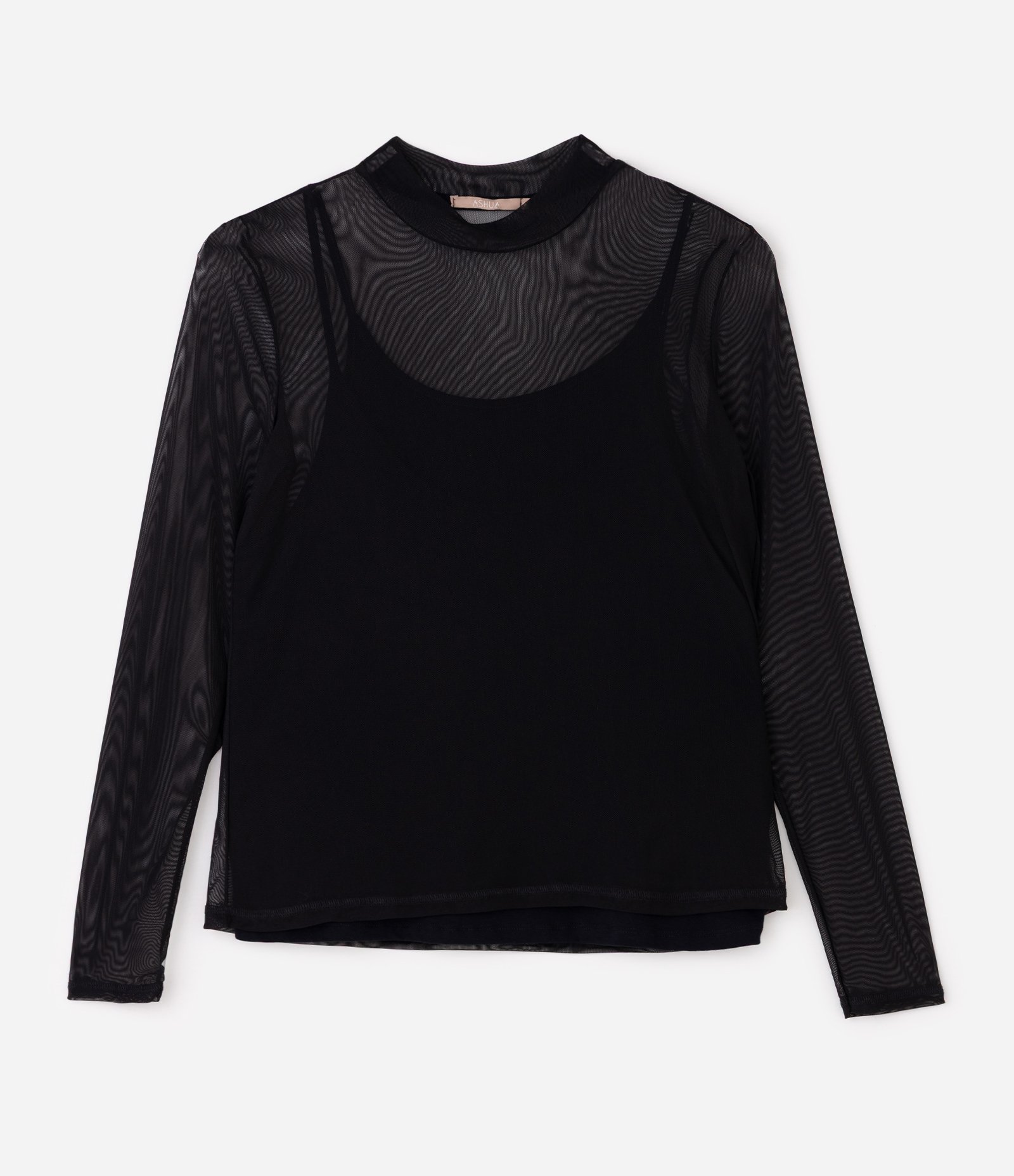 Blusa em Tule com Anágua e Golinha Curve & Plus Size Preto 4