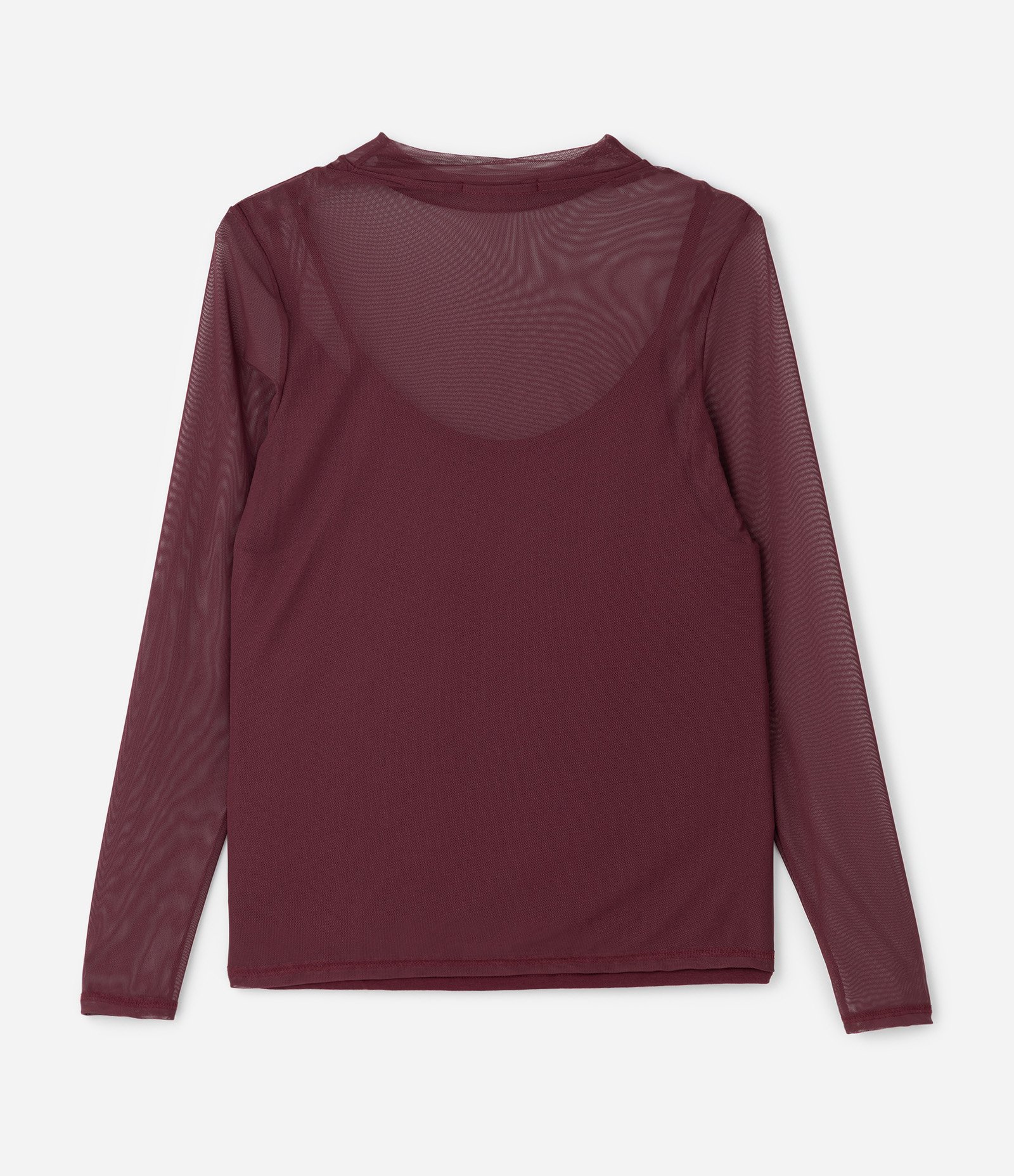 Blusa Manga Longa em Tule com Anágua e Golinha Curve & Plus Size Vinho 2