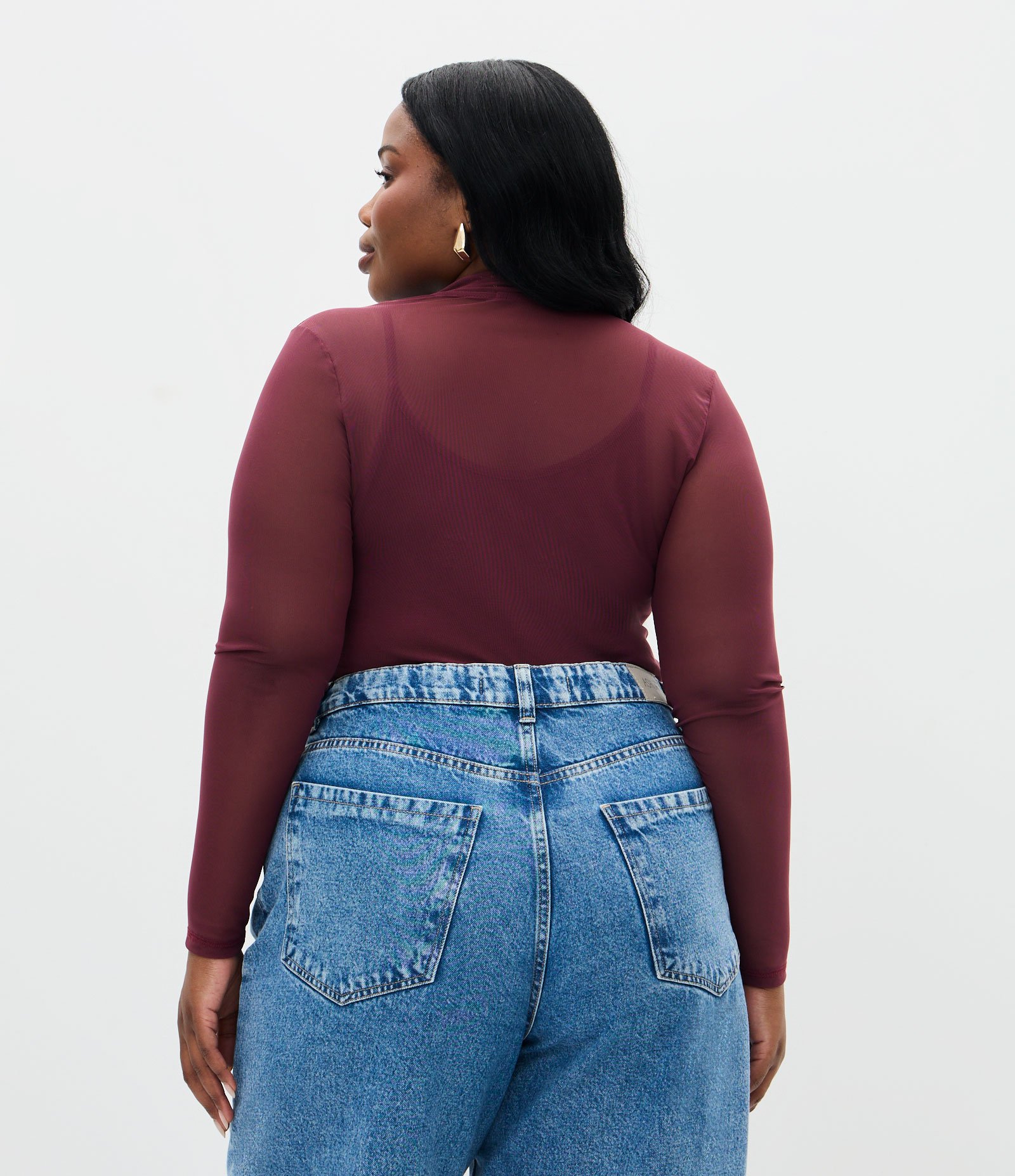 Blusa em Tule com Anágua e Golinha Curve & Plus Size Vinho 4