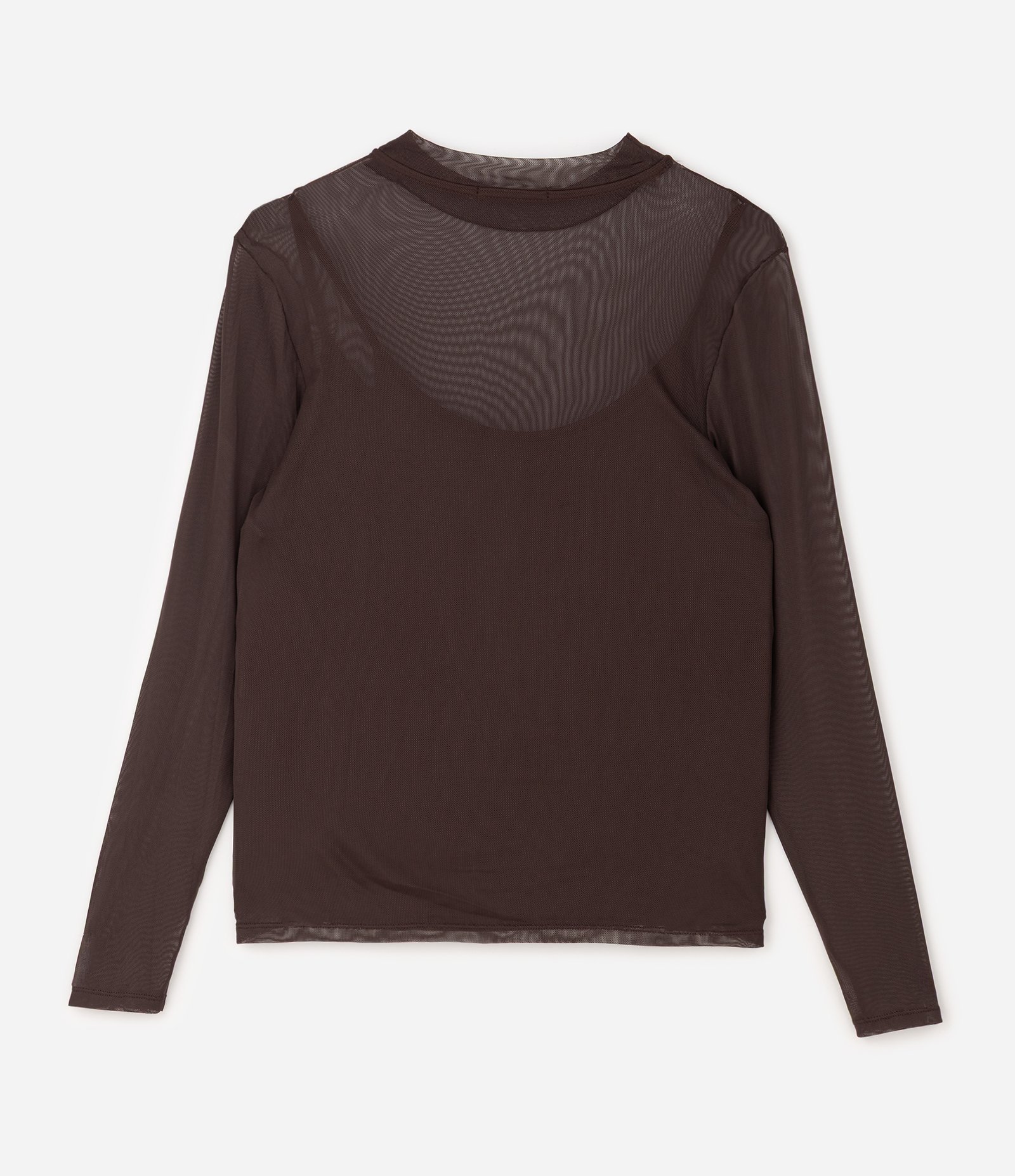 Blusa em Tule com Anágua e Golinha Curve & Plus Size Marrom 5