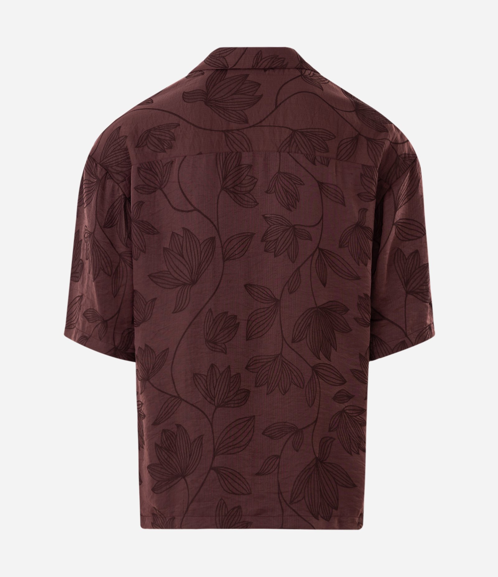 Camisa Manga Curta Jacquard Floral Boxy Marrom 7