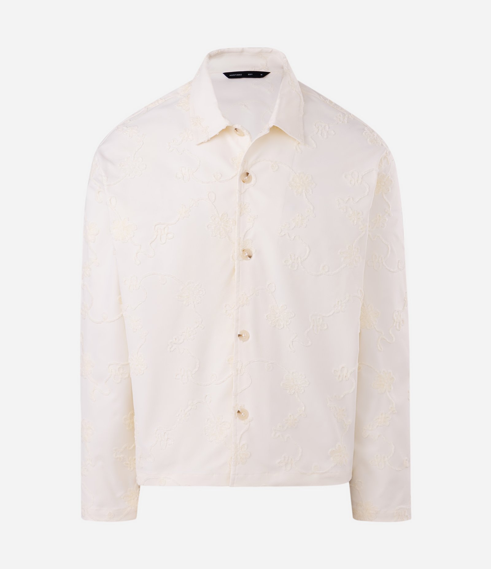Camisa Boxy em Chenille com Bordado Floral Off White 8