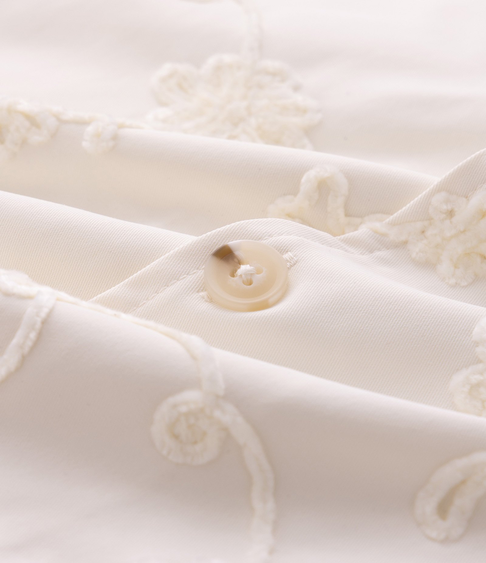 Camisa Boxy em Chenille com Bordado Floral Off White 10