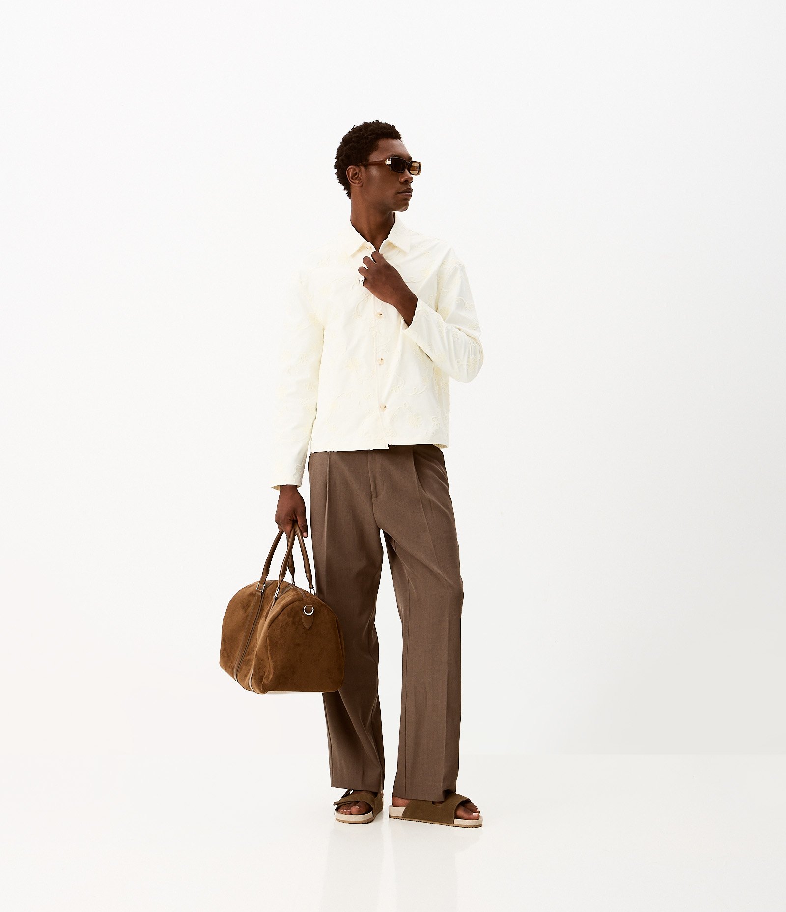 Camisa Boxy em Chenille com Bordado Floral Off White 3
