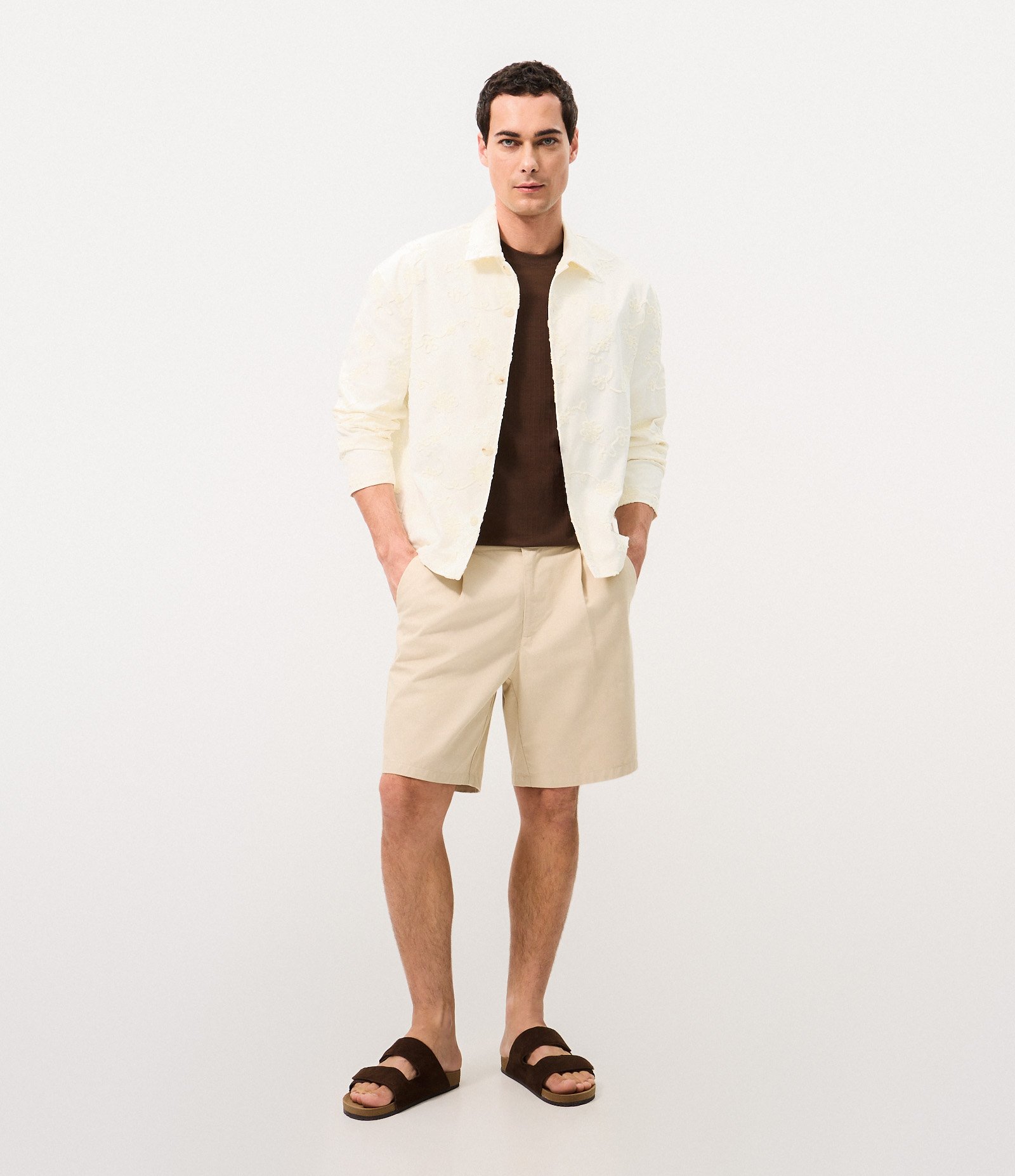 Camisa Boxy em Chenille com Bordado Floral Off White 5