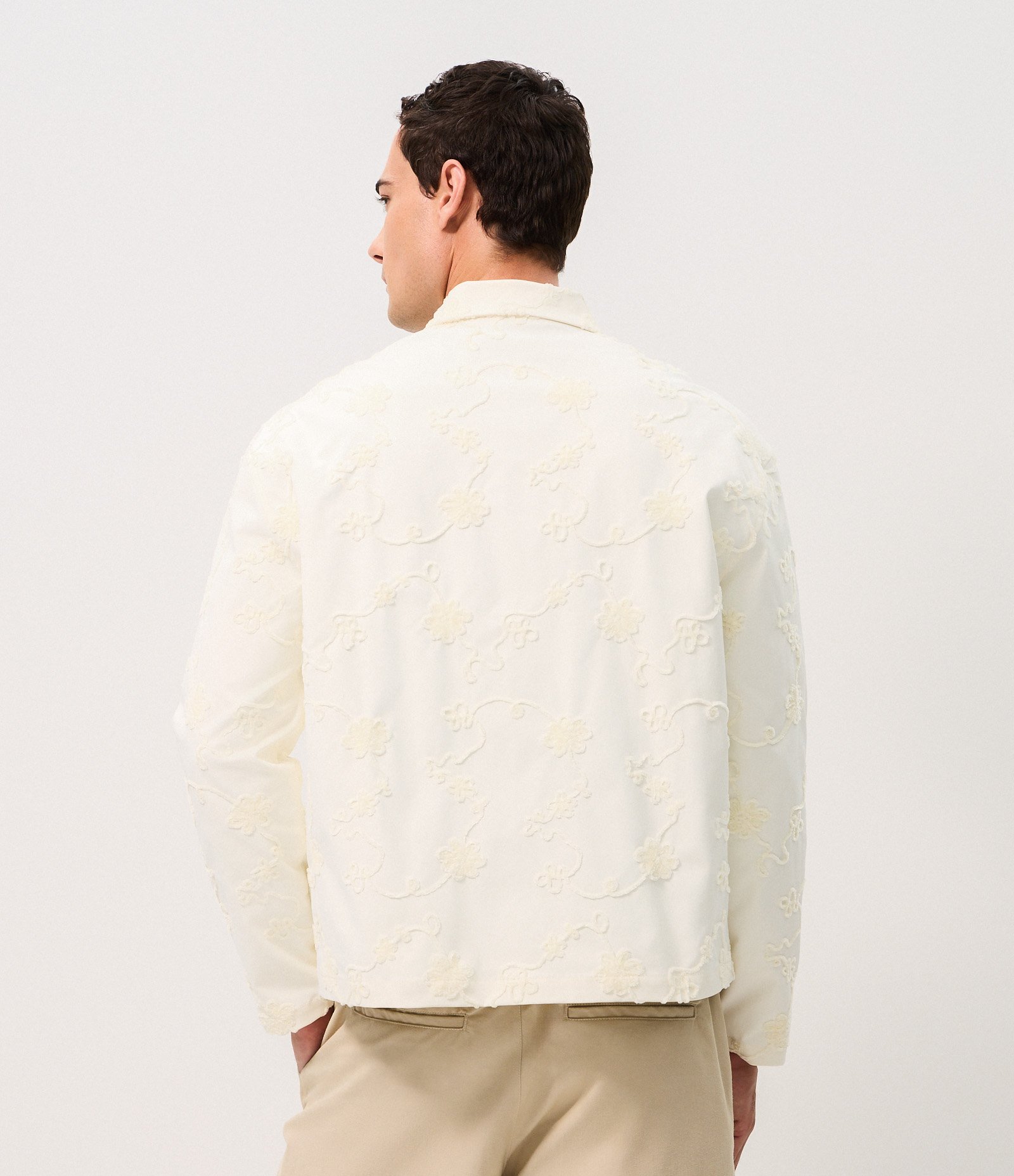 Camisa Boxy em Chenille com Bordado Floral Off White 6