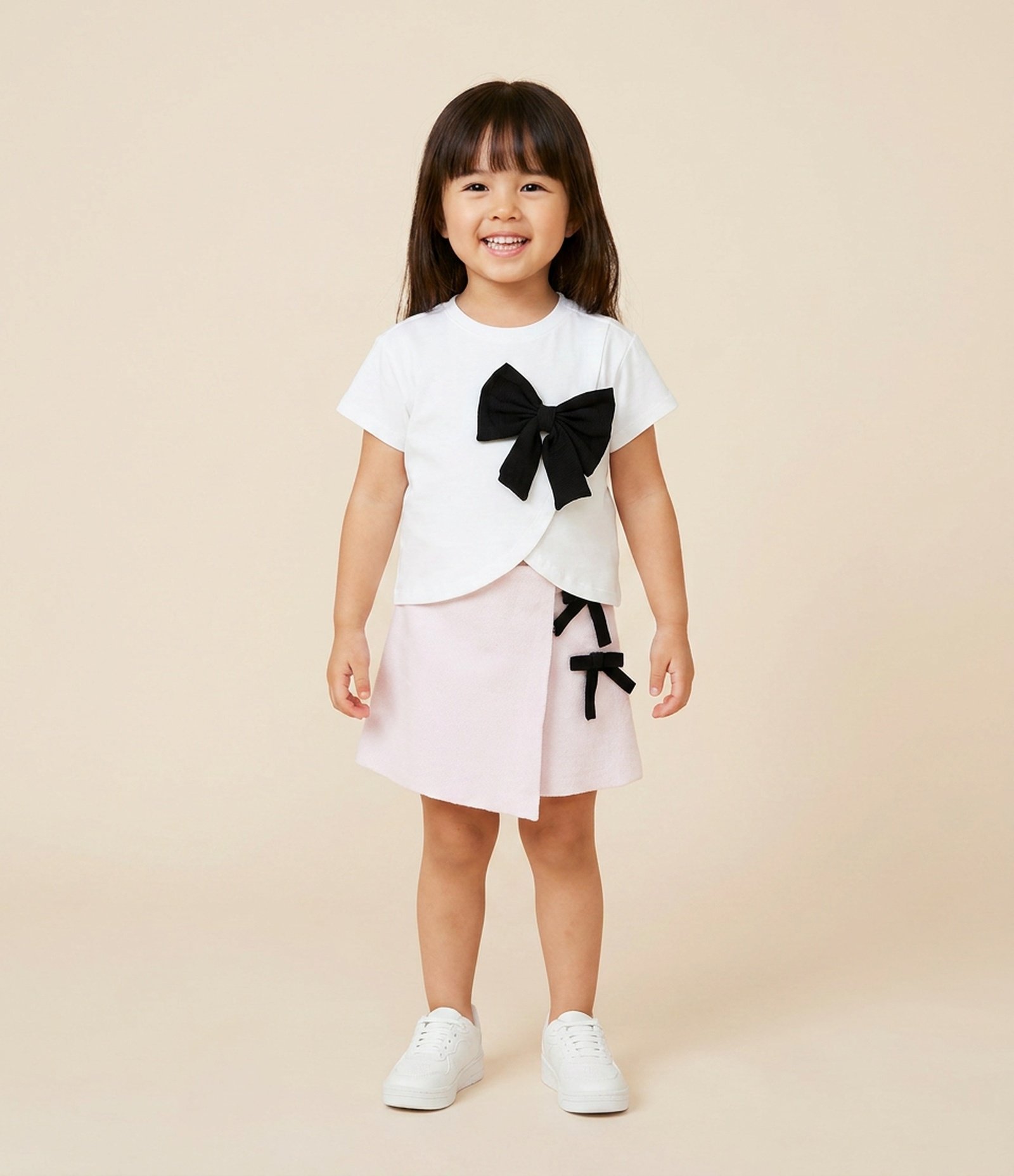 Blusa Infantil Canelada com Laço Aplicado – Tam 1 a 6 Anos Branco 1