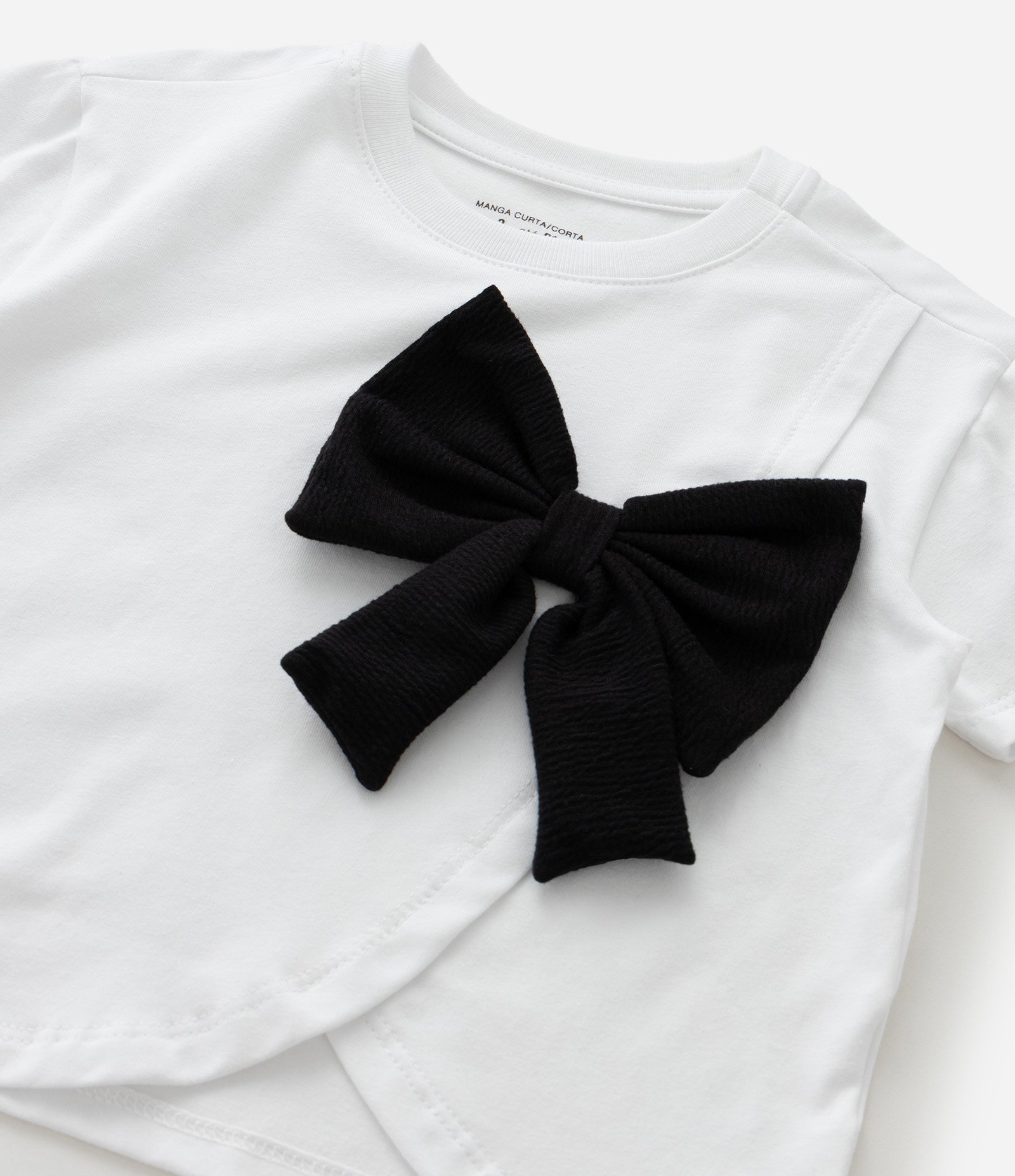 Blusa Infantil Canelada com Laço Aplicado – Tam 1 a 6 Anos Branco 6
