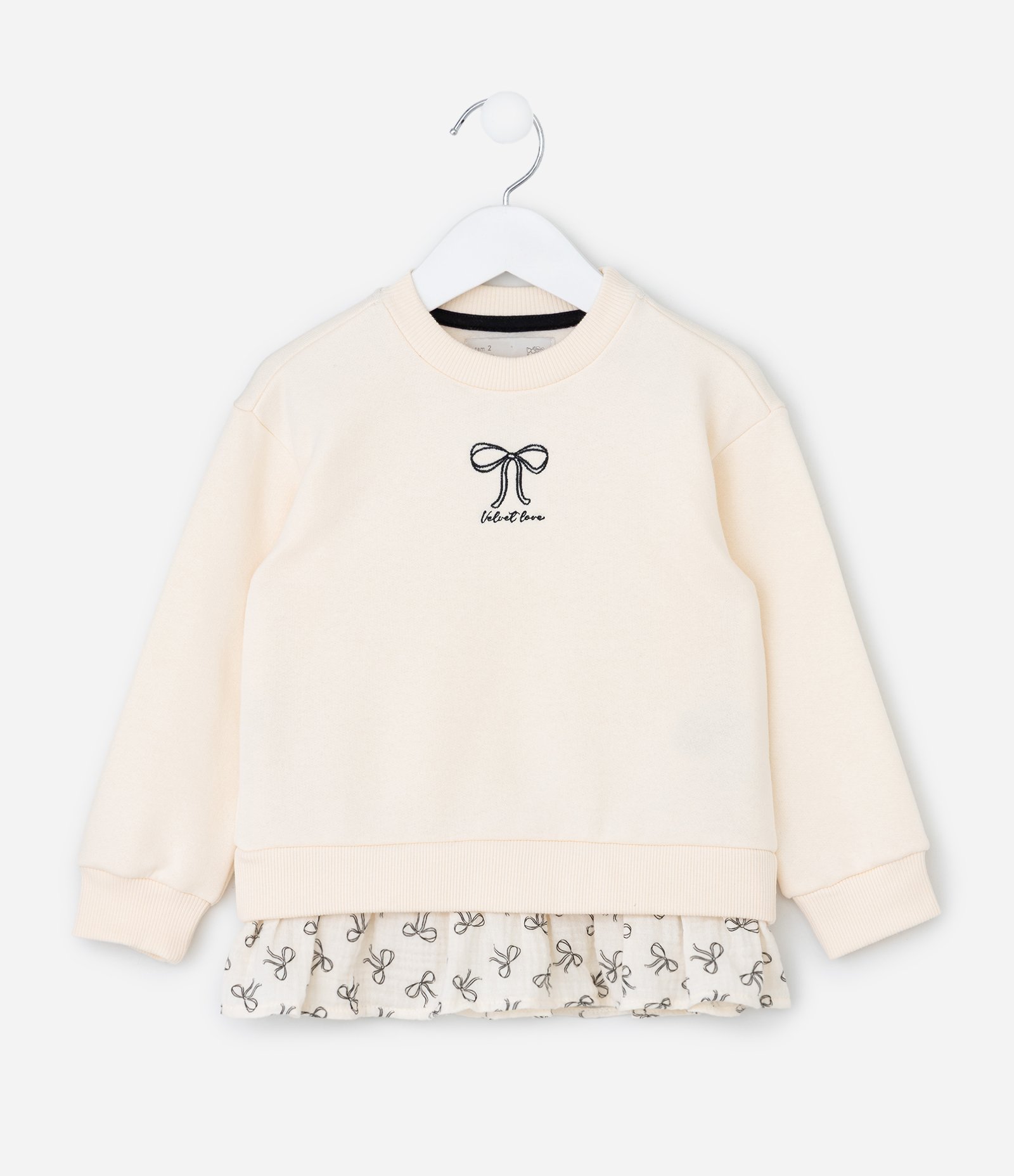 Casaco Infantil com Bordado de Laço e Babado Estampado – Tam 1 a 6 Anos Off White 1