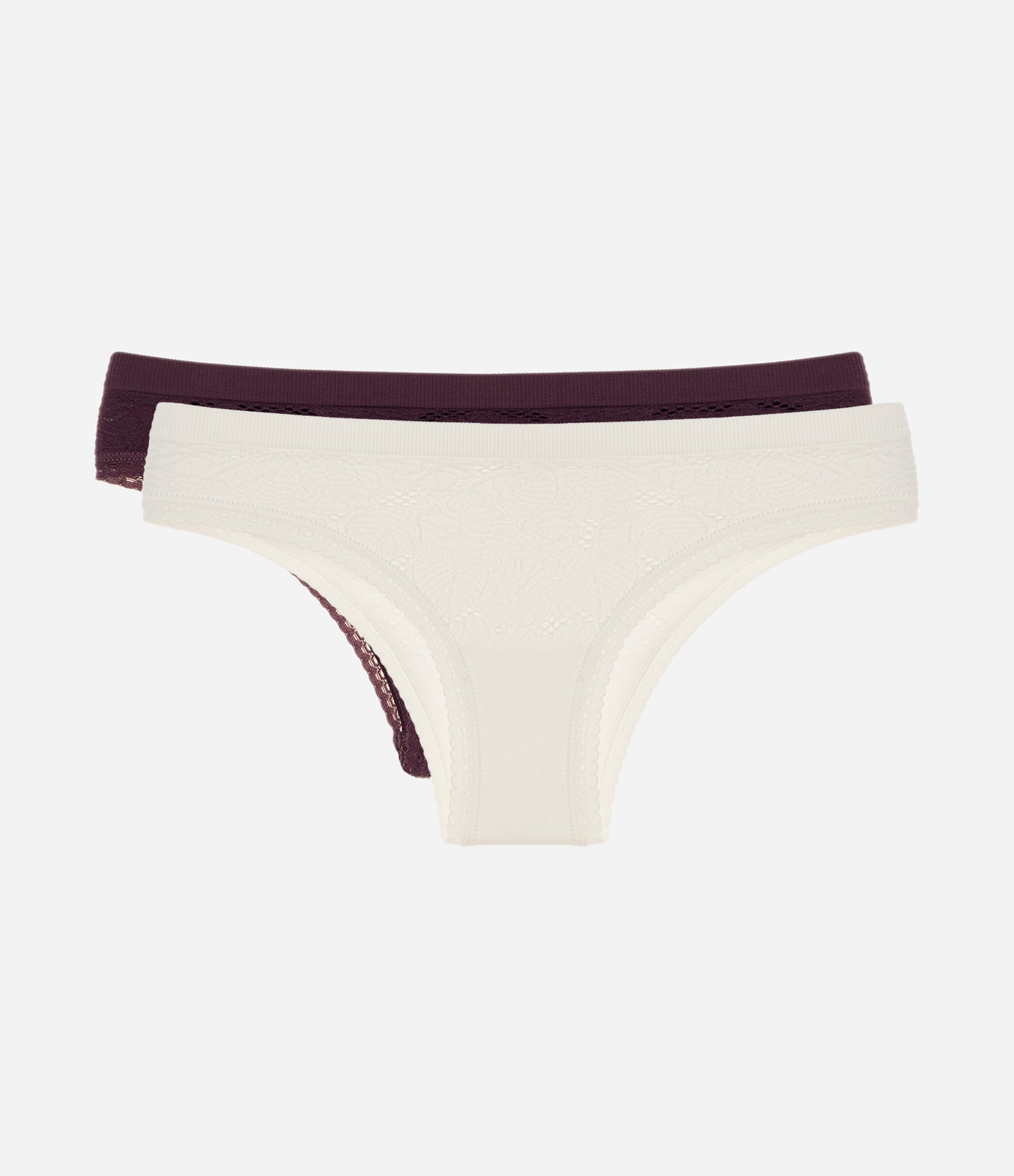 Kit 02 Calcinhas Biquíni Seamless Texturizadas Branco/Roxo 1