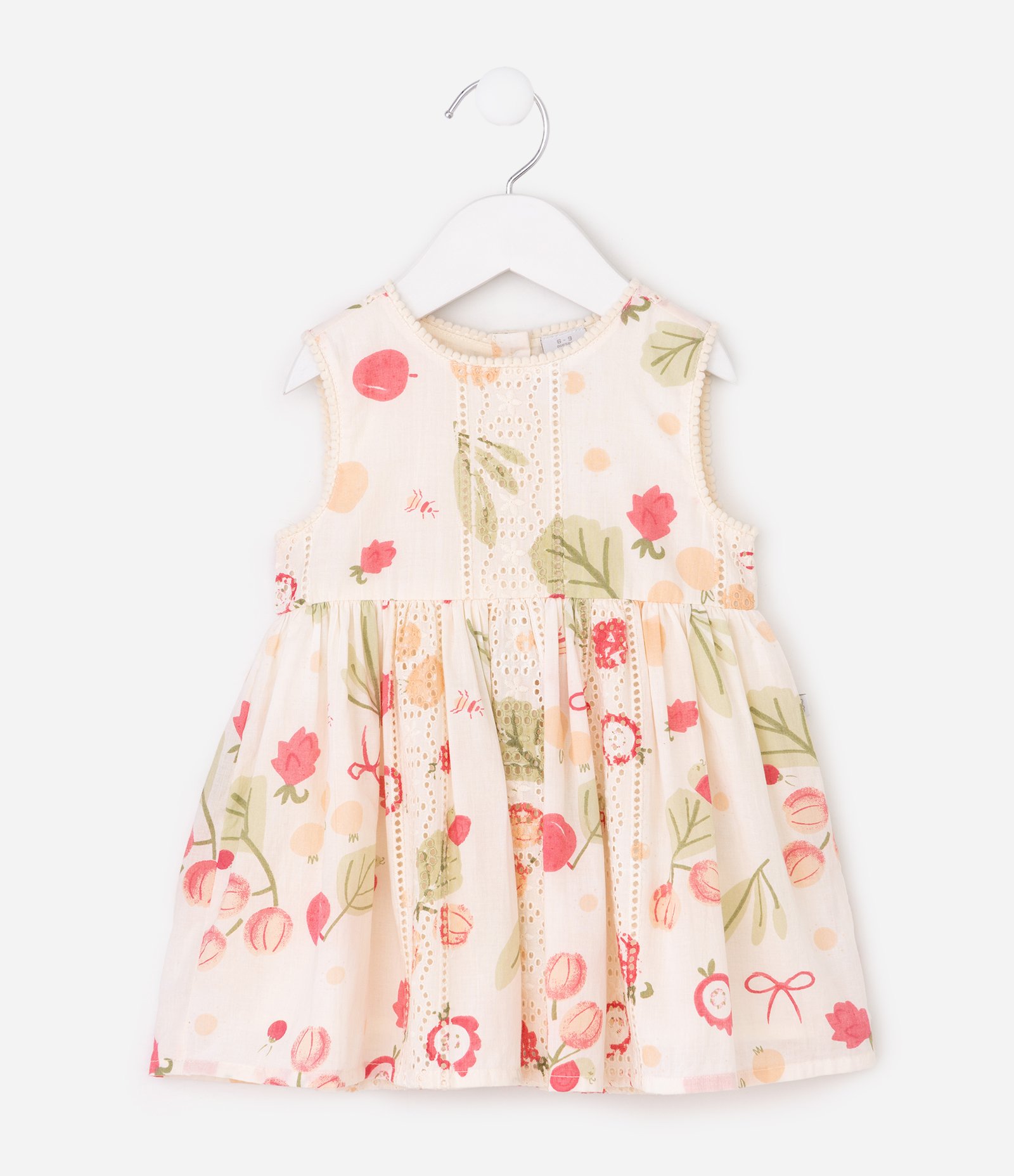 Vestido Bebê Floral Laise com Calcinha - Tam 3 a 18 Meses Bege 3