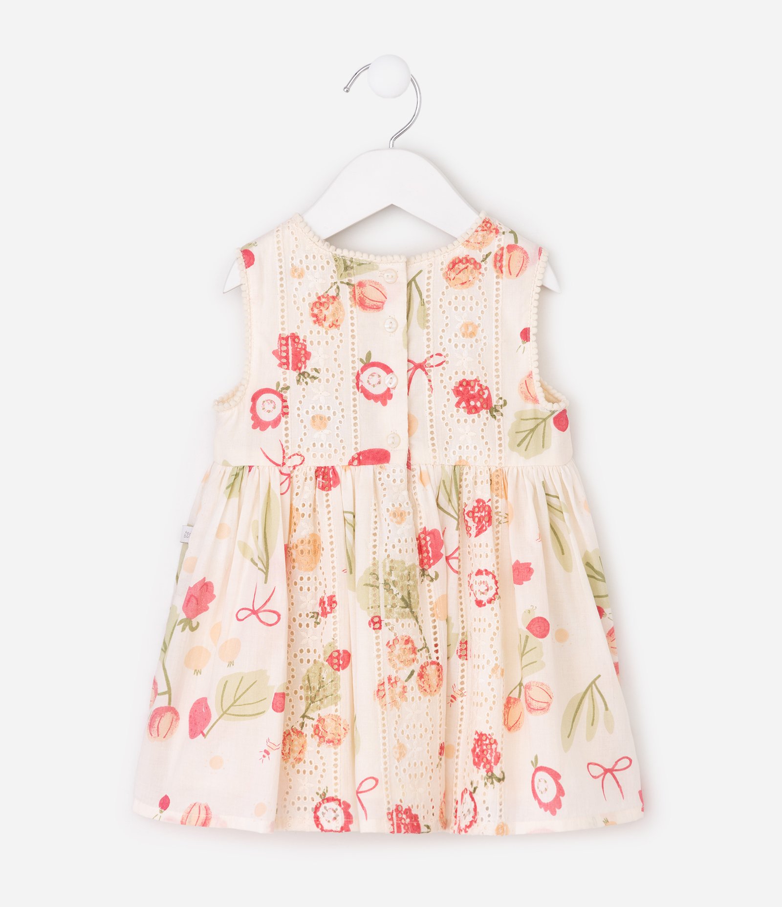 Vestido Bebê Floral Laise com Calcinha - Tam 3 a 18 Meses Bege 4