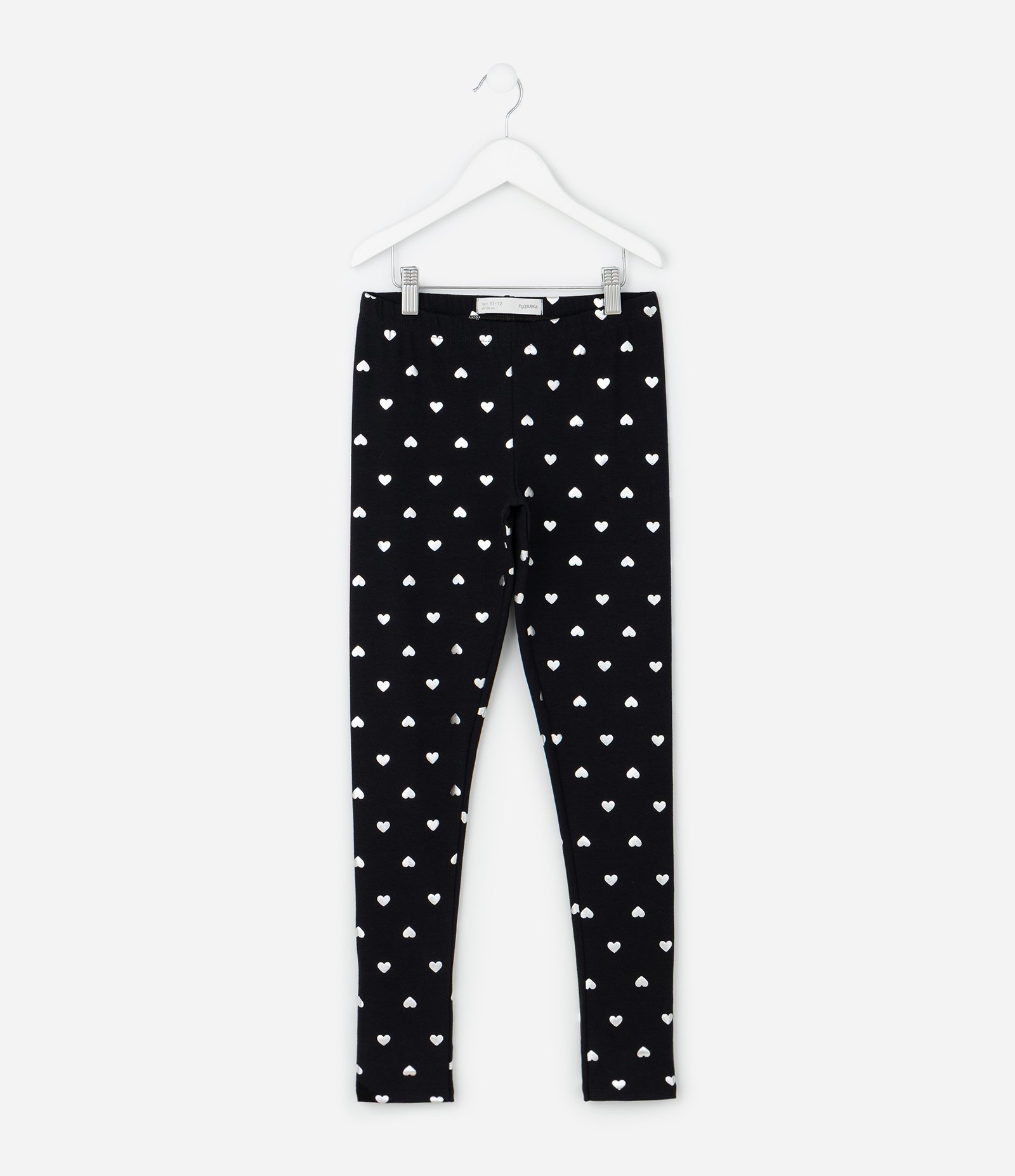 Calça Infantil Legging com Estampa Corações em Foil – Tam 5 a 14 Anos Preto 2