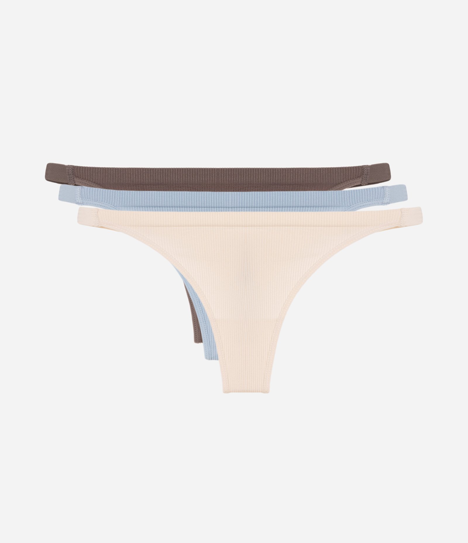 Kit 03 Calcinhas String Fio Seamless Texturizadas Marrom/Azul/Creme 1