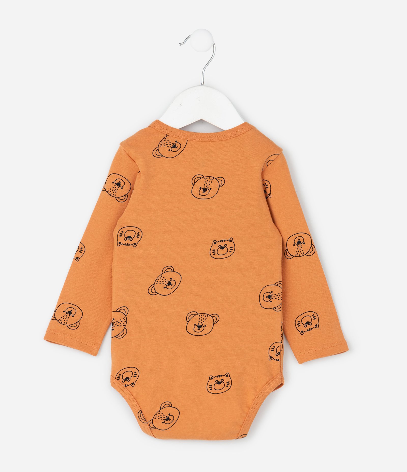 Body Infantil com Estampa Fullprint com Cara de Urso – Tam RN a 18 Meses Caramelo 2