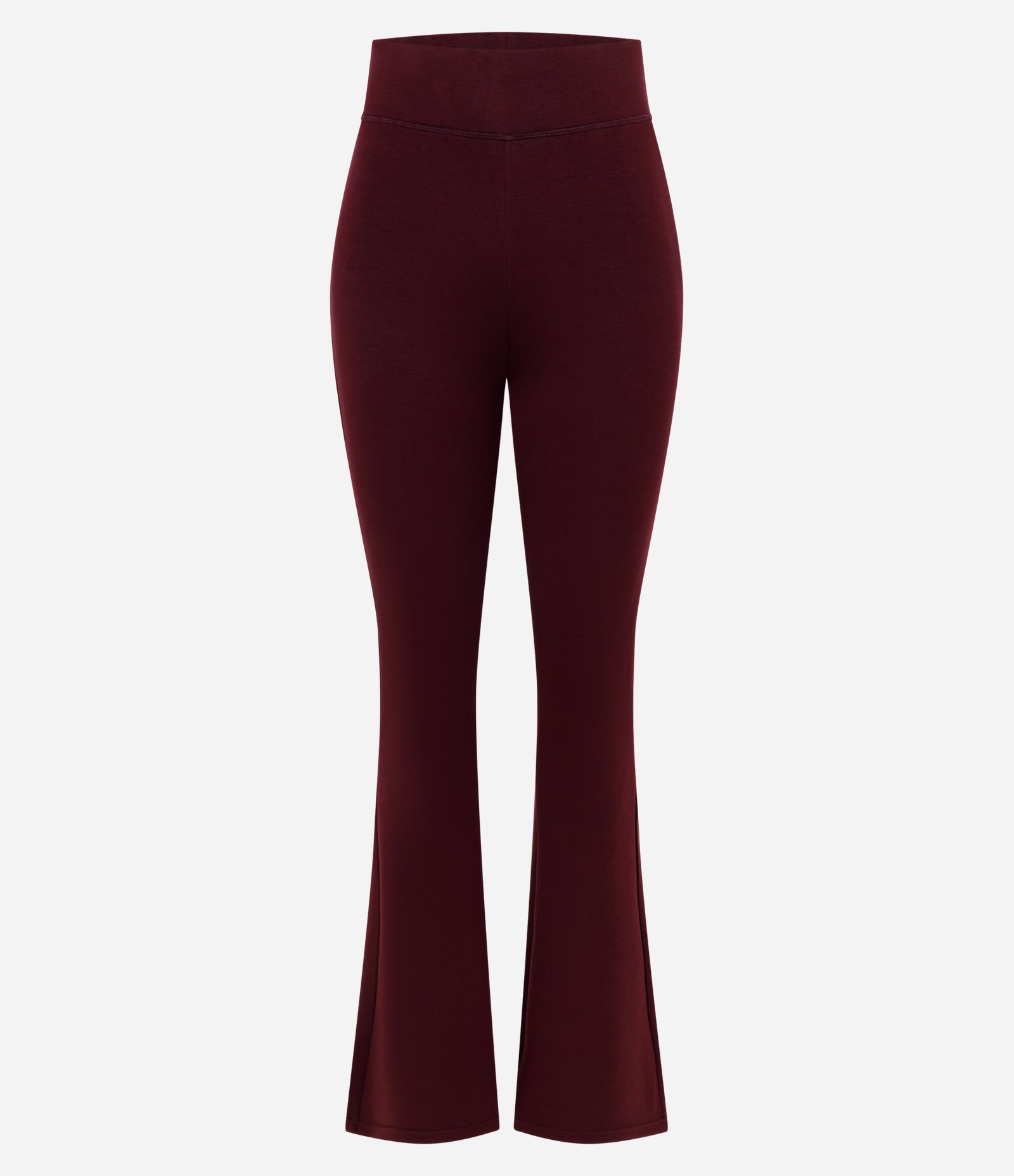 Calça Flare em Microfibra com Cós Largo Vinho 1