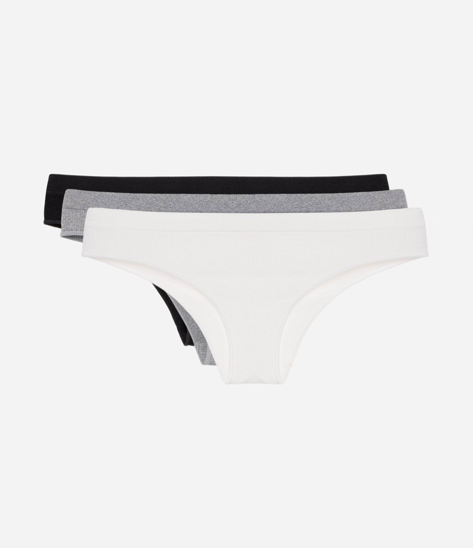 Kit 03 Calcinhas Biquíni Seamless Texturizadas Preto/Cinza/Branco 1
