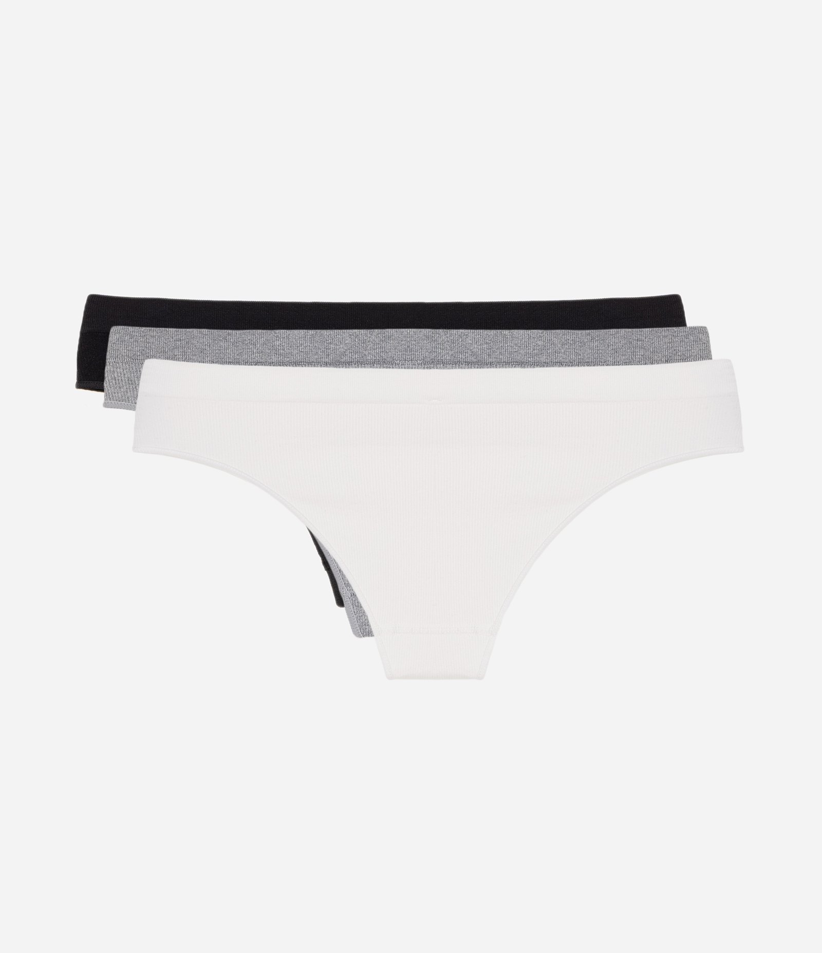 Kit 03 Calcinhas Biquíni Seamless Texturizadas Preto/Cinza/Branco 2