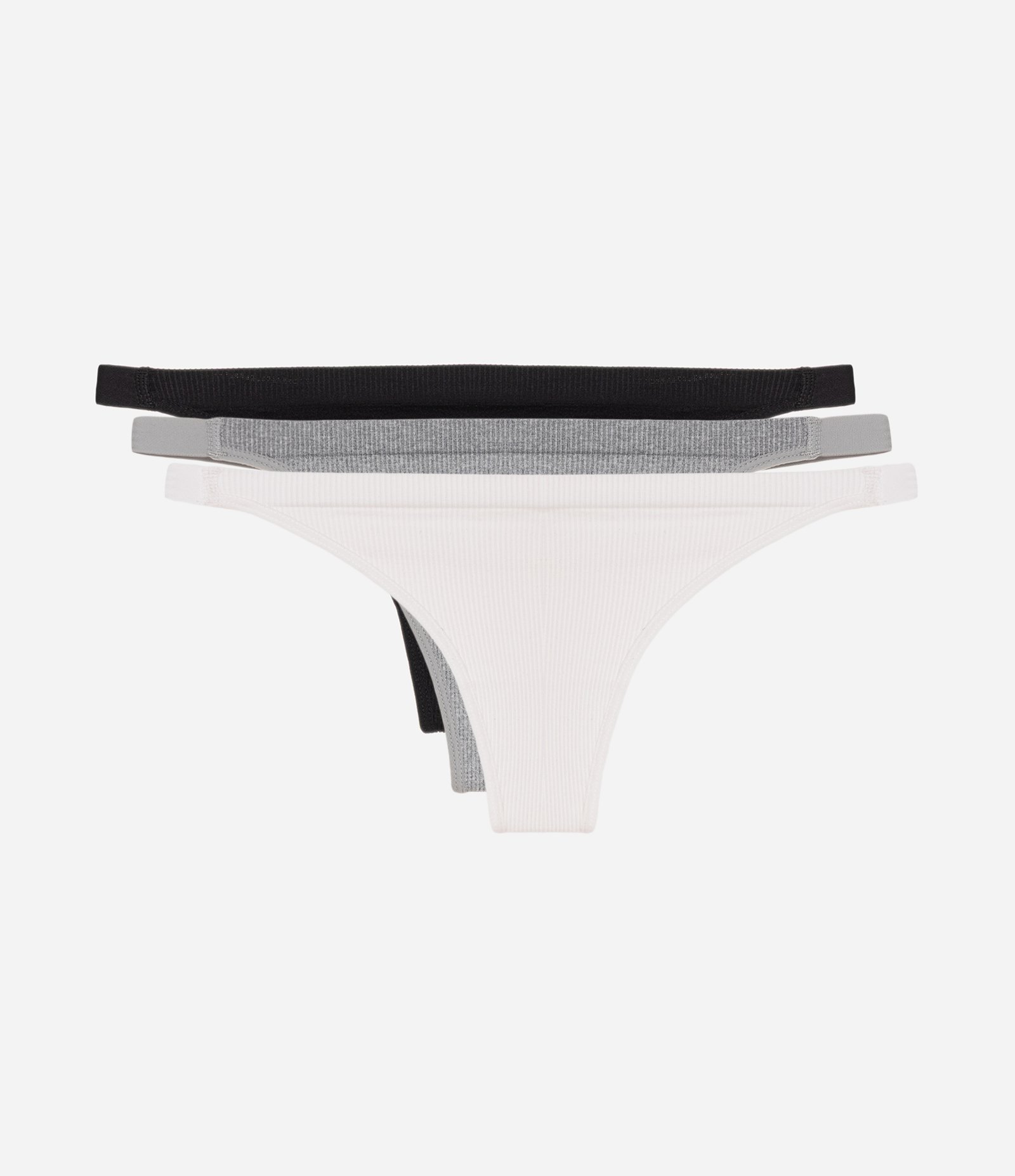 Kit 03 Calcinhas String Fio Seamless Preto/Cinza/Branco 1