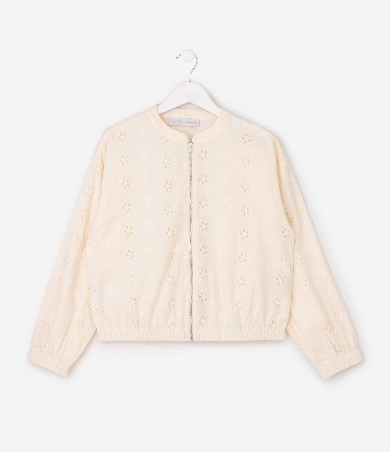 Jaqueta Bomber Infantil em Laise com Bordado Floral – Tam 5 a 14 Anos Off White 2