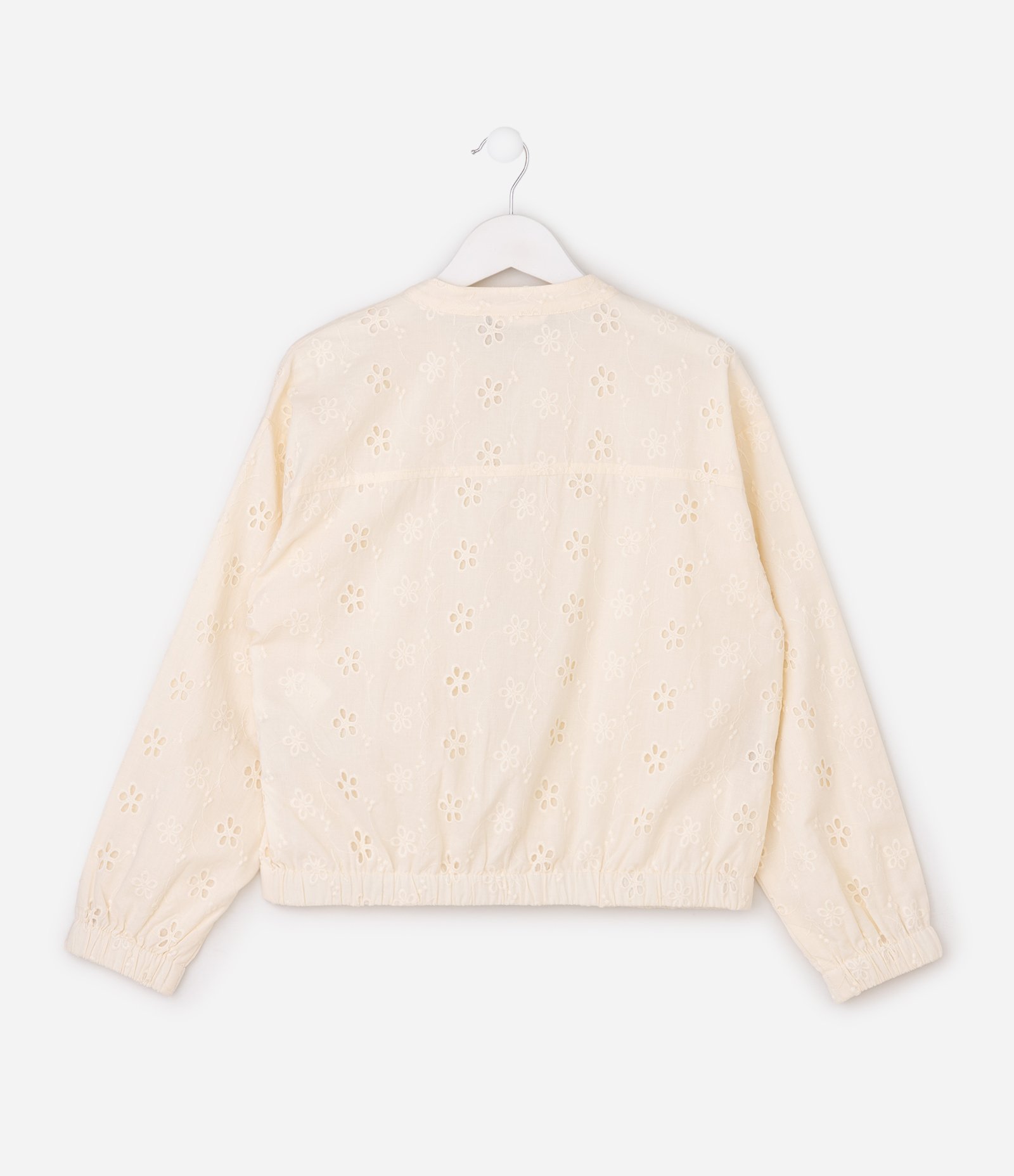 Jaqueta Bomber Infantil em Laise com Bordado Floral – Tam 5 a 14 Anos Off White 3