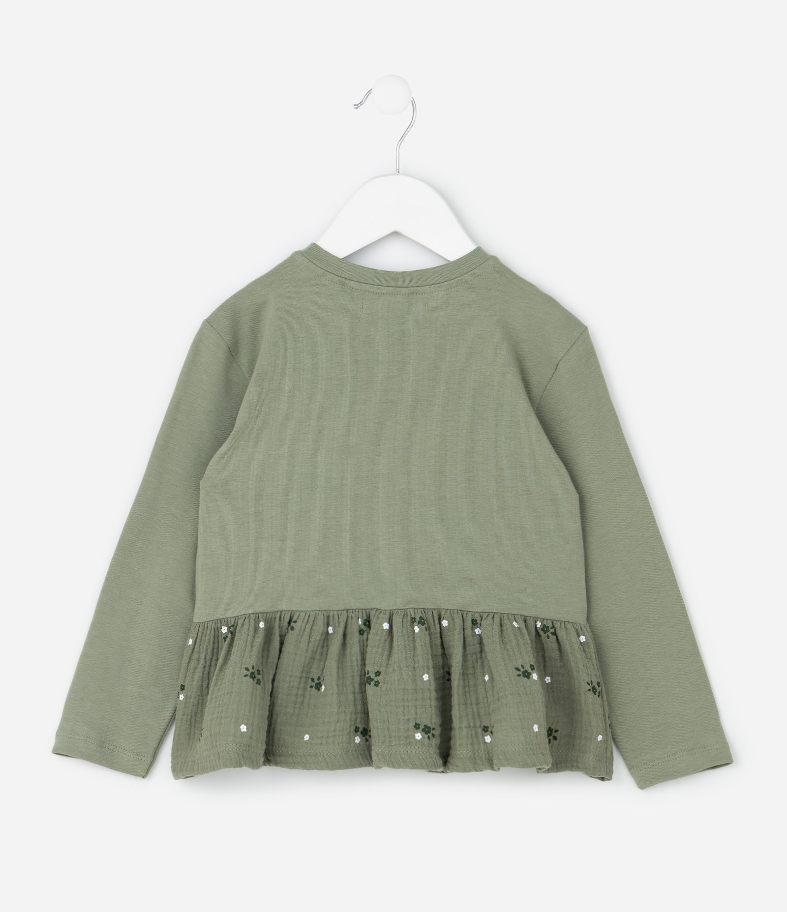Blusa Infantil Manga Longa com Barra Floral – Tam 1 a 6 Anos Verde Claro 2