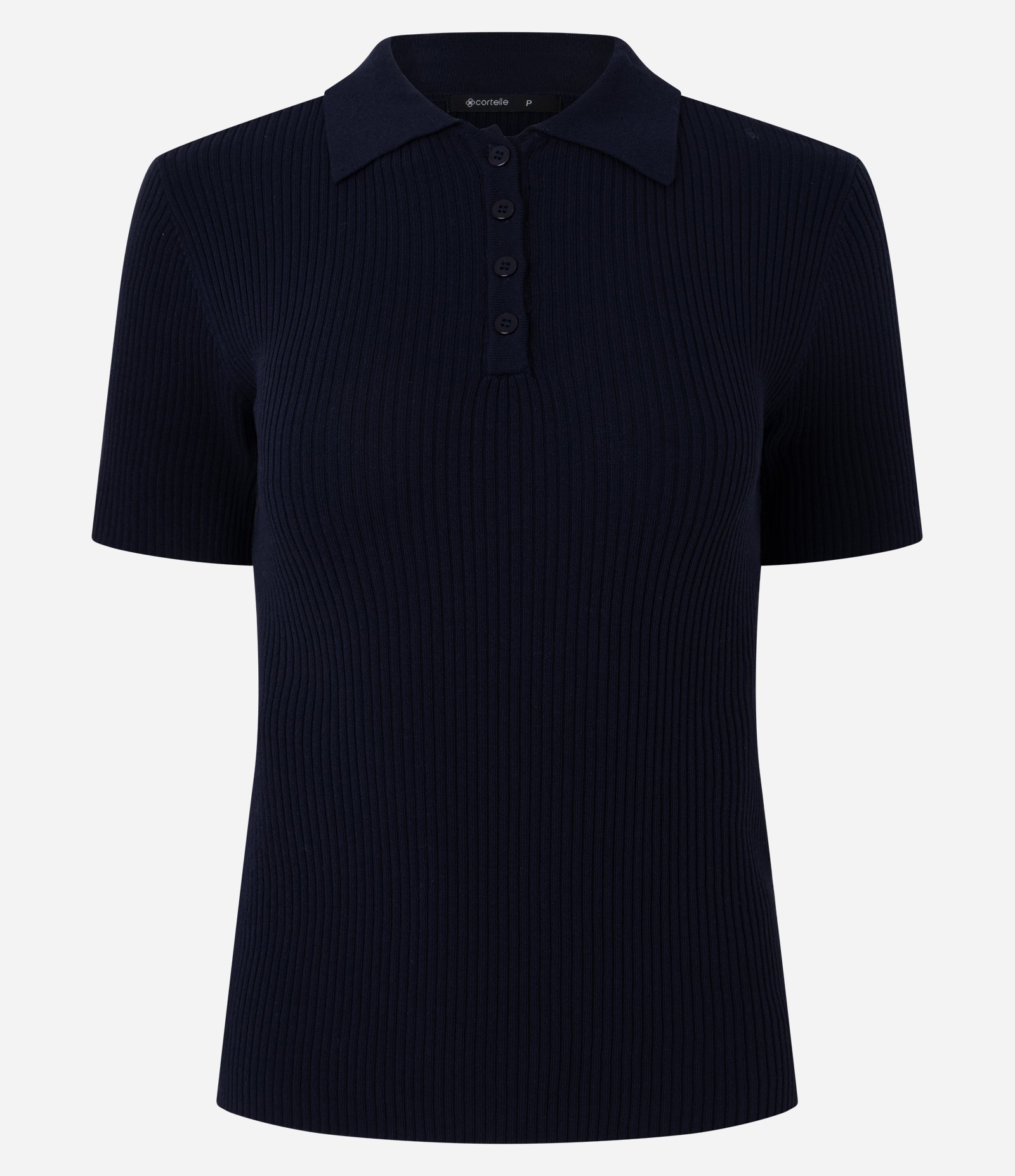 Blusa em Tricô com Gola Polo e Botões Frontais Azul 5
