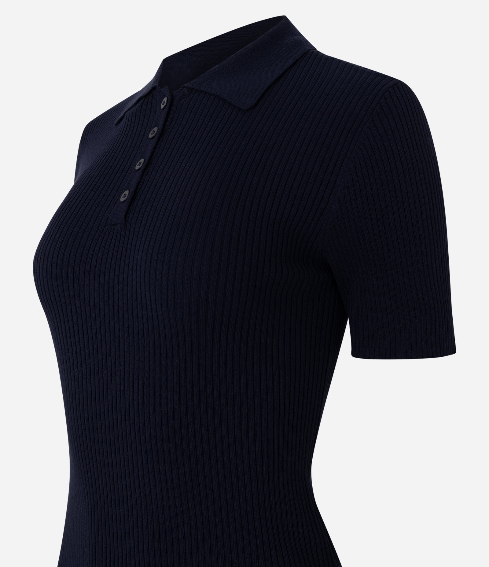 Blusa em Tricô com Gola Polo e Botões Frontais Azul 6