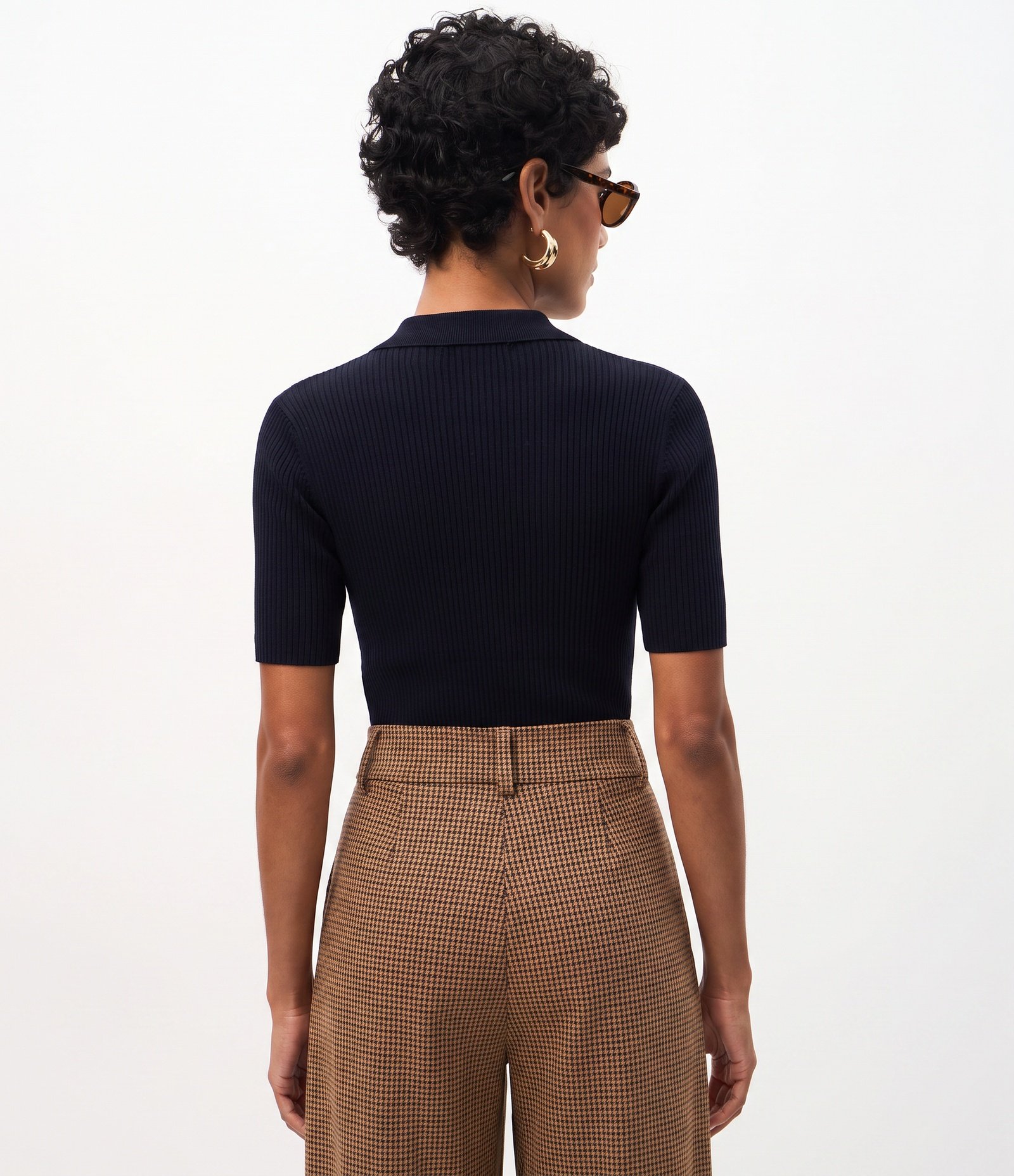 Blusa em Tricô com Gola Polo e Botões Frontais Azul 4