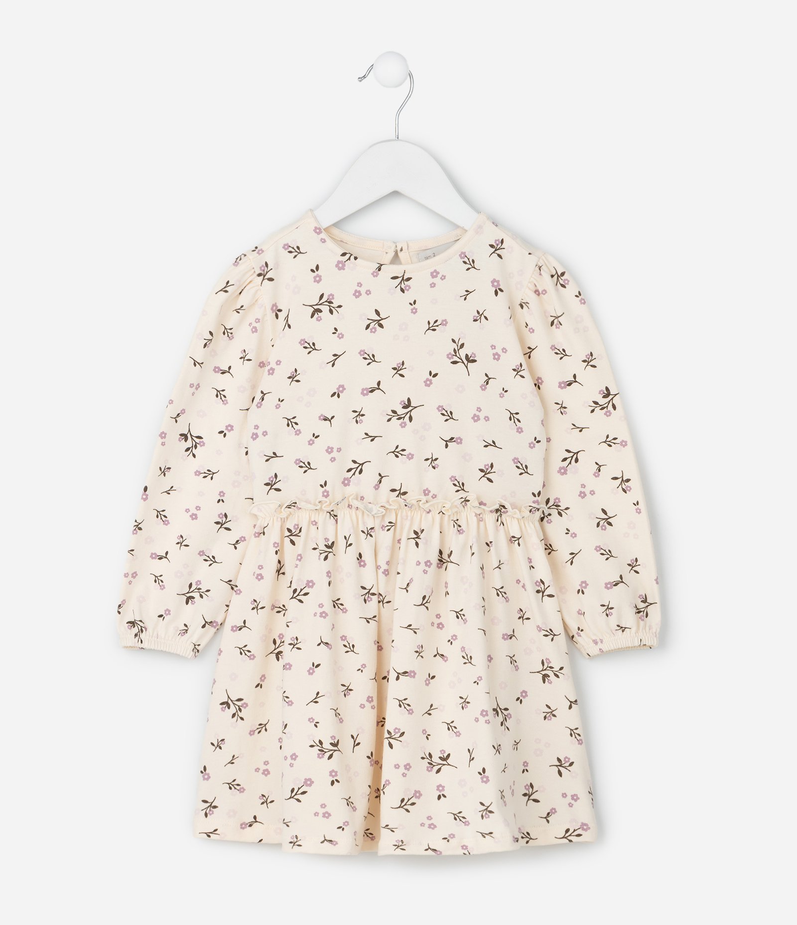 Vestido Infantil Floral com Colete de Pelinho – Tam 1 a 6 Anos Bege Claro 5