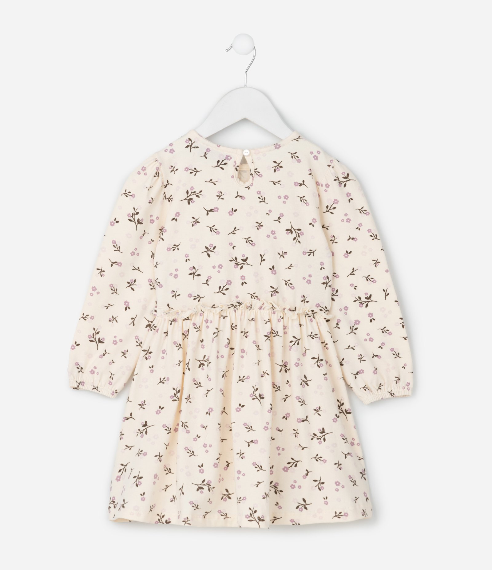 Vestido Infantil Floral com Colete de Pelinho – Tam 1 a 6 Anos Bege Claro 6