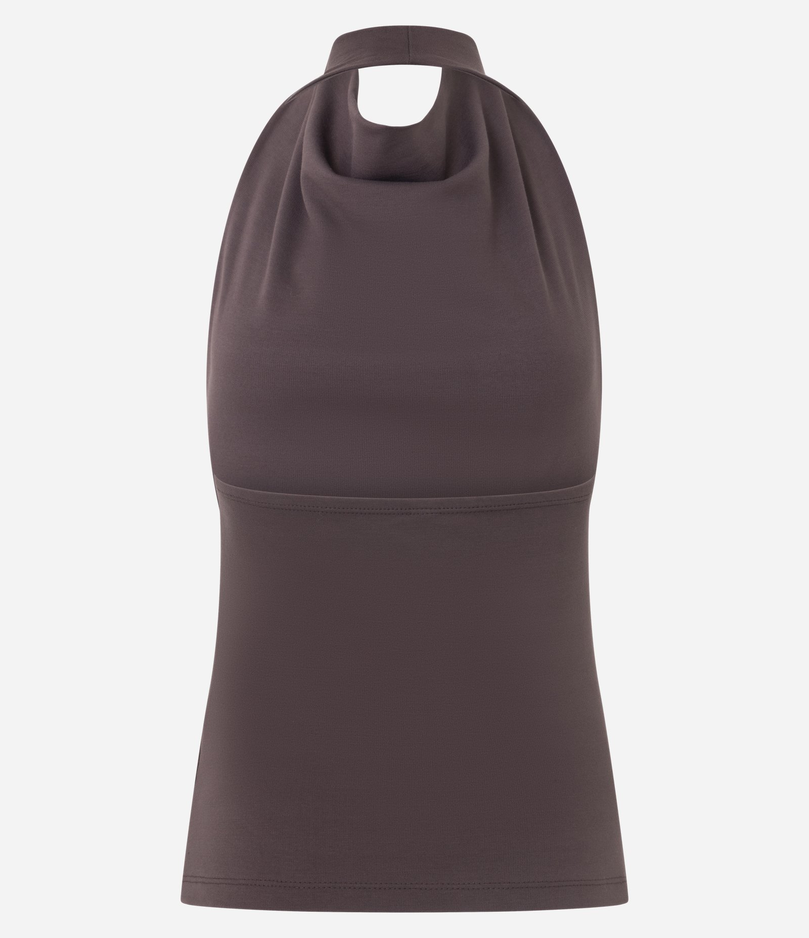 Blusa Frente Única em Ponto Roma com Decote Degagê Marrom 6