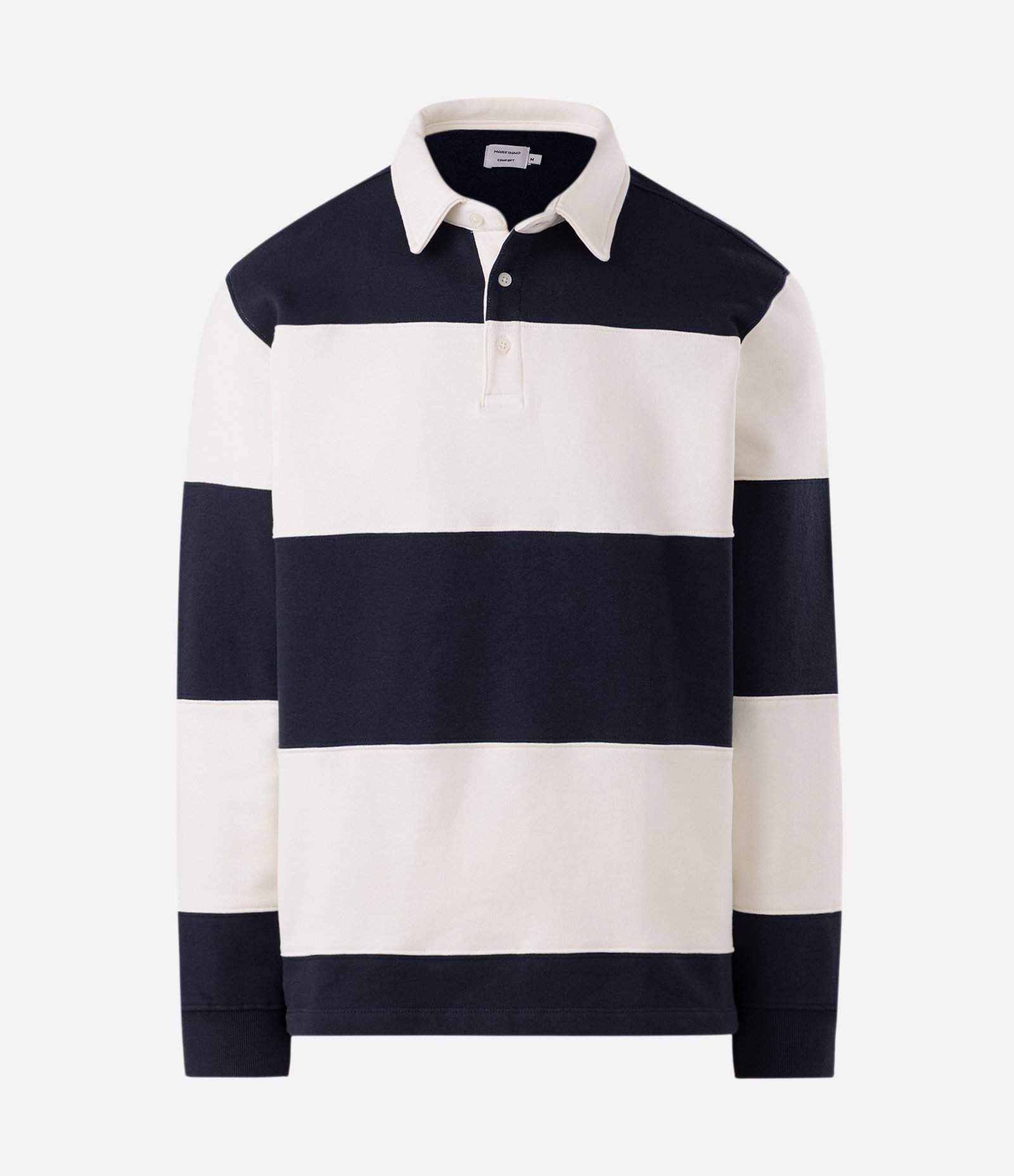 Moletom com Gola Polo e Estampa Listrada Azul/Branco 5