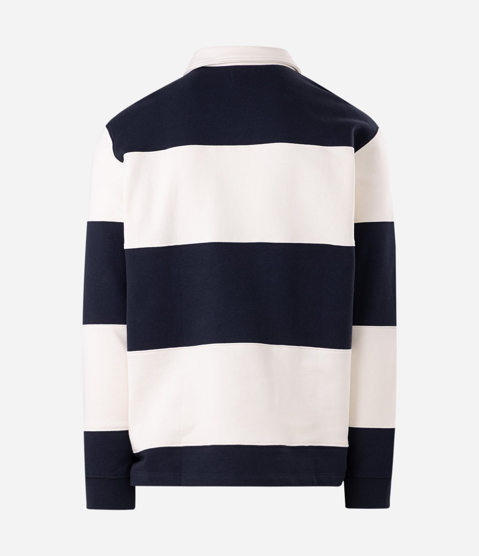 Moletom com Gola Polo e Estampa Listrada Azul/Branco 6