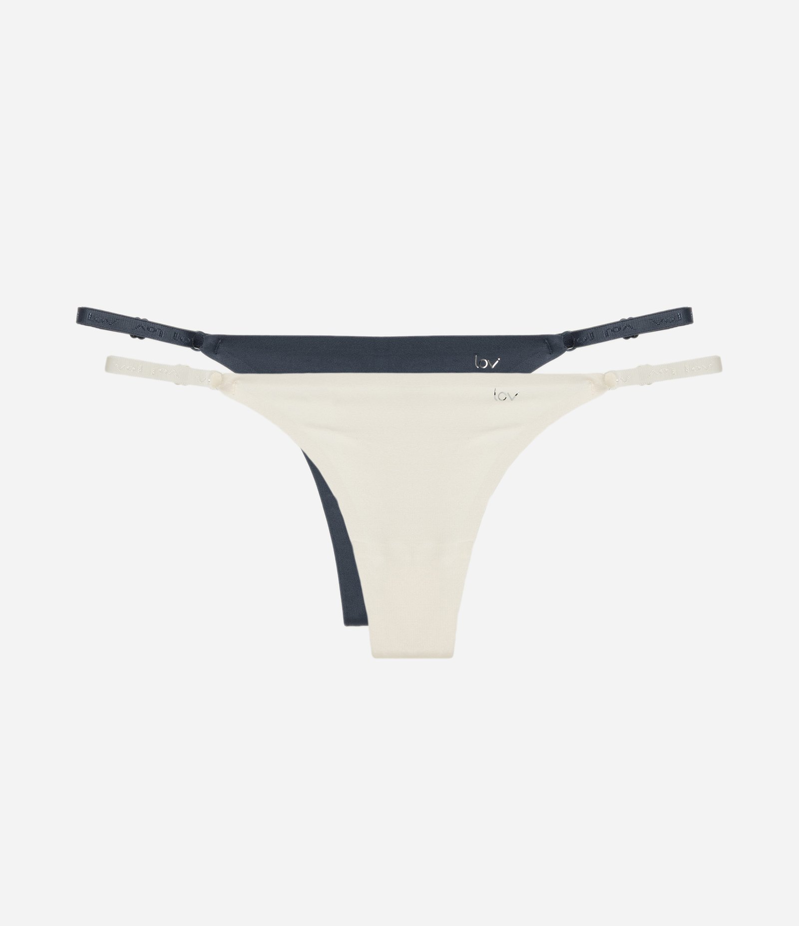 Kit 02 Calcinhas String Fio com Laterais Reguláveis Cinza/Off White 1