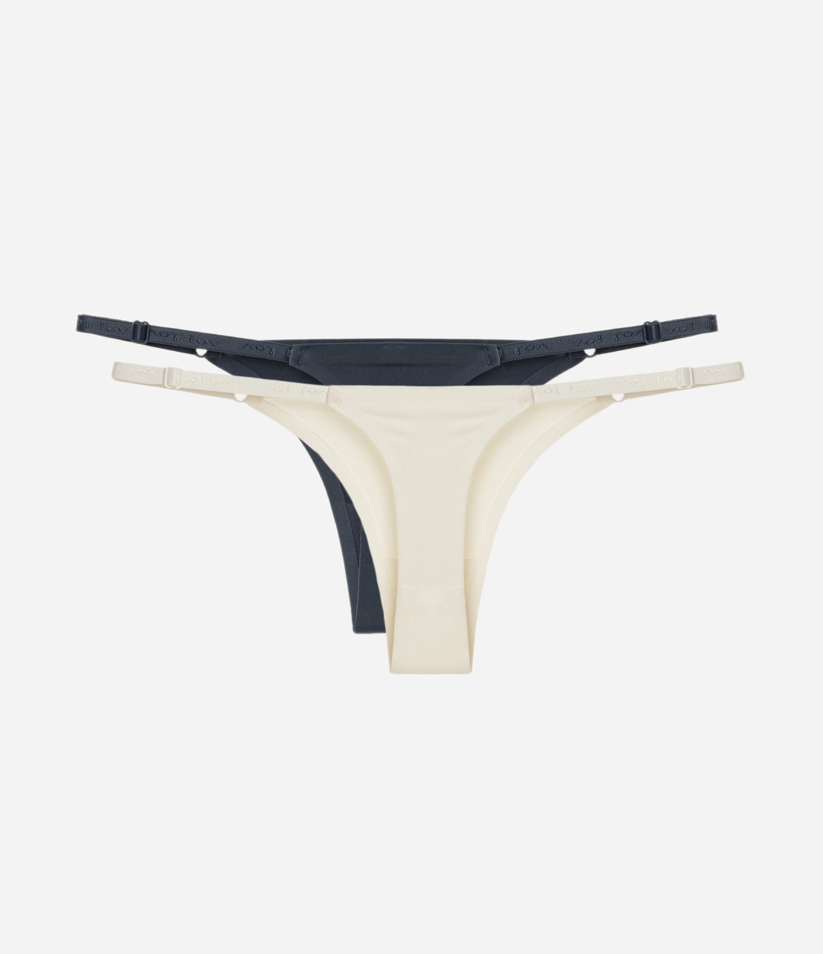 Kit 02 Calcinhas String Fio com Laterais Reguláveis Cinza/Off White 2