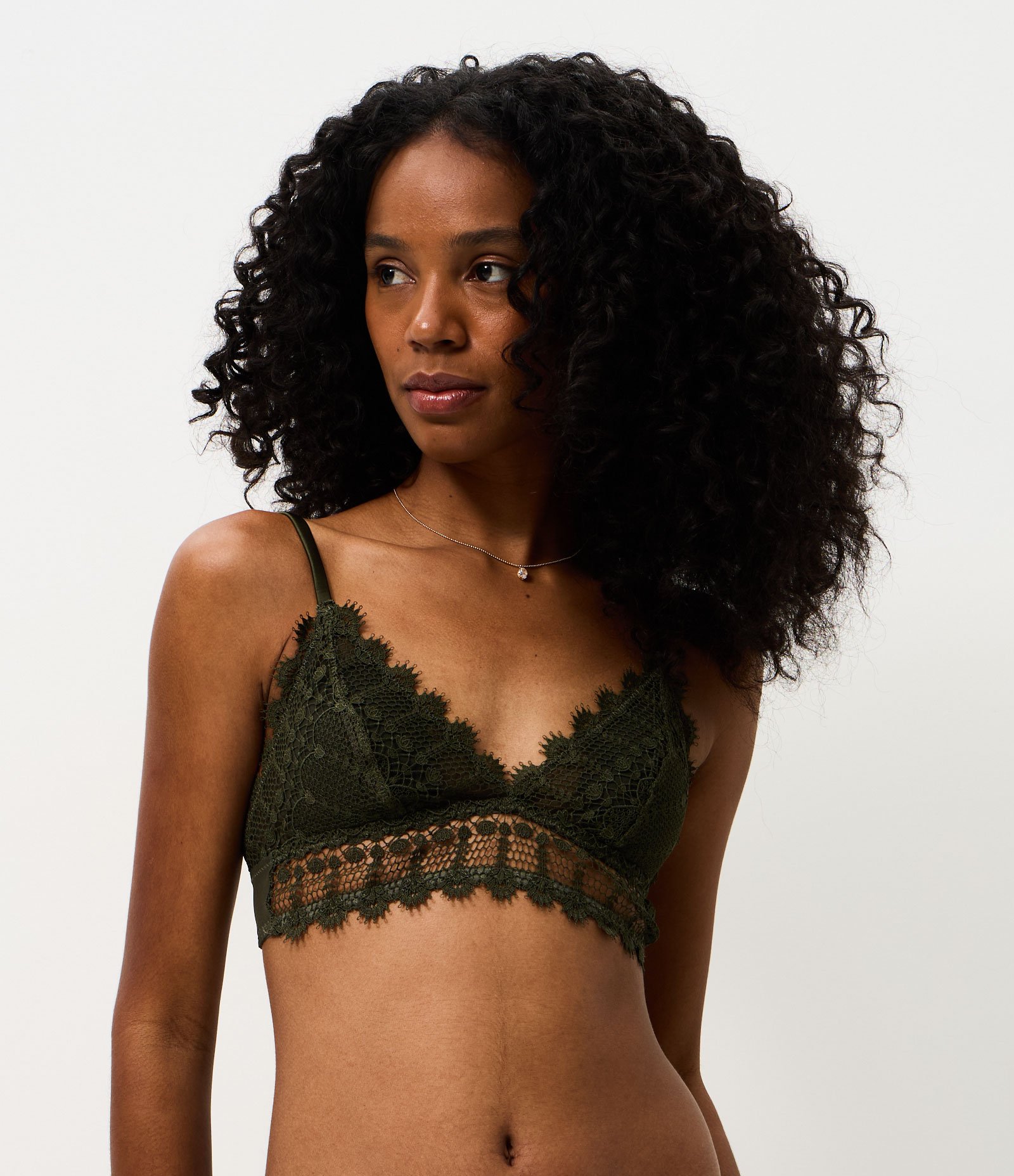 Sutiã Top em Tule Floral com Detalhes em Renda Verde 1