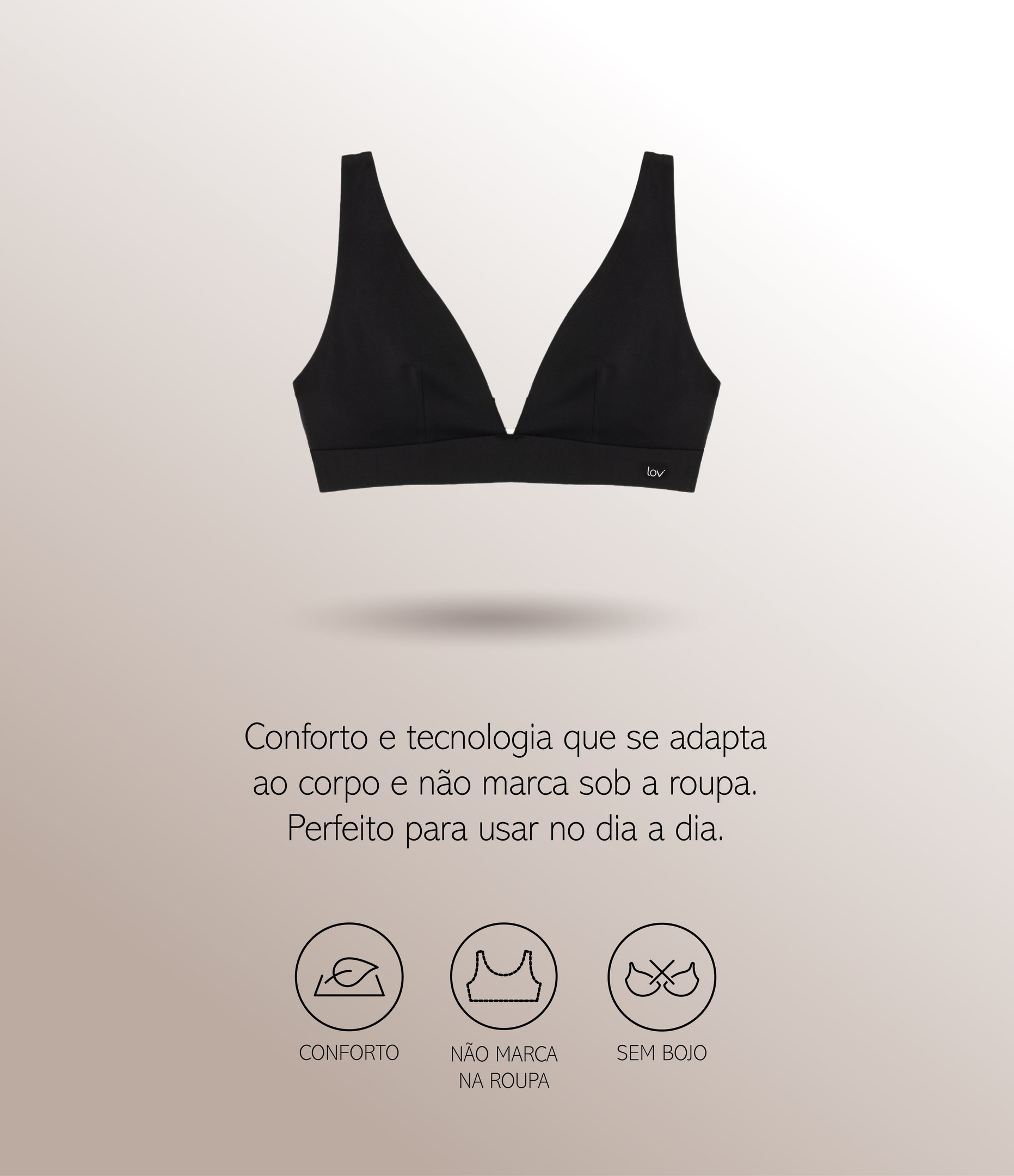 Sutiã Top em Microfibra Leve com Decote V Preto 7