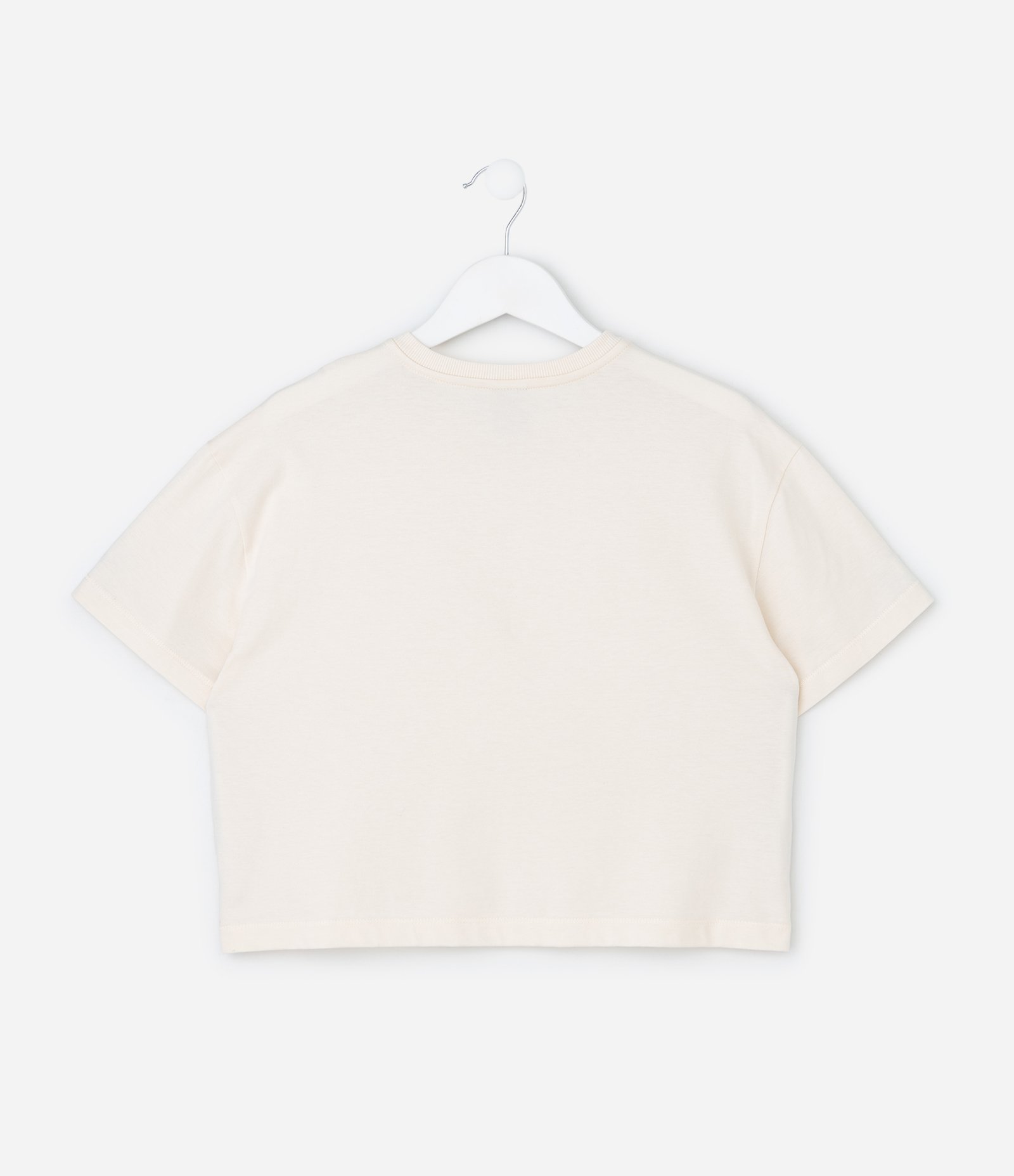Camiseta Infantil Boxy com Aplicação de Pérolas – Tam 5 a 14 Anos Off White 2