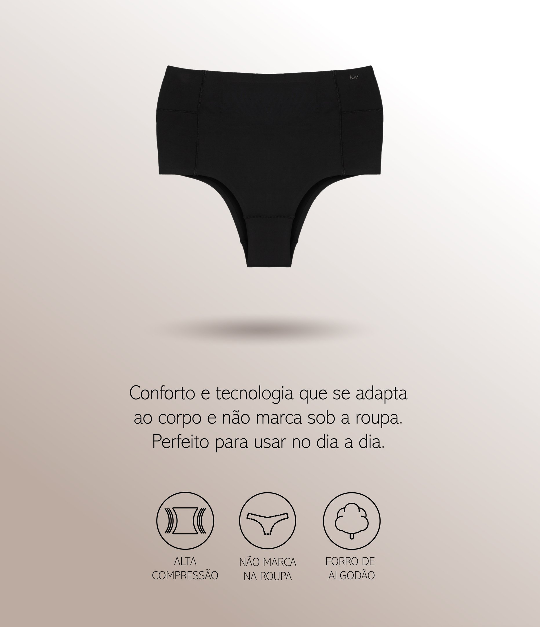 Calcinha Alta em Microfibra Preto 7