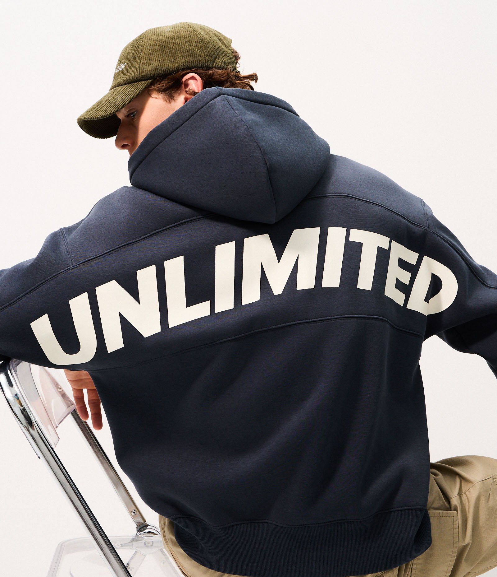 Blusão Masculino Moletom Unlimited com Capuz e Half Zíper Azul 1