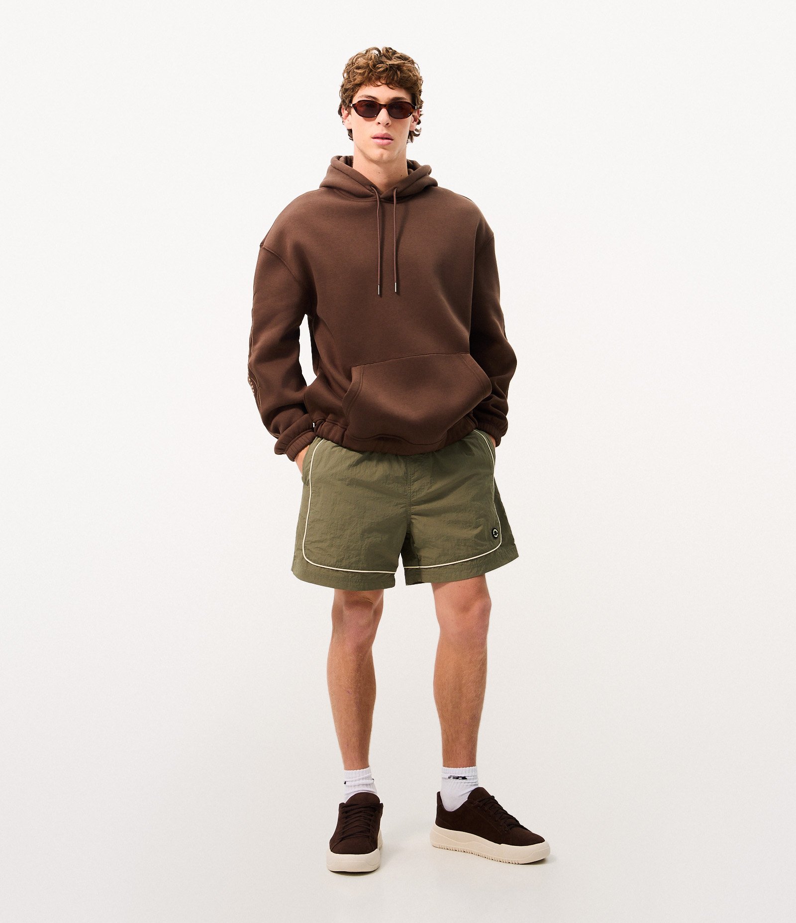 Blusão Masculino Moletom Paradise com Capuz Marrom 2