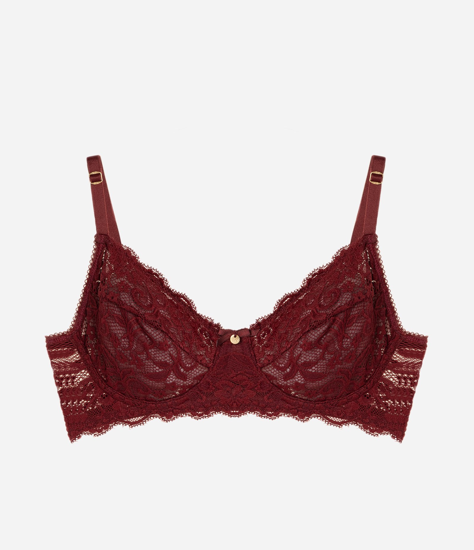 Sutiã Sem Bojo e Com Aro em Renda Floral Vermelho 1