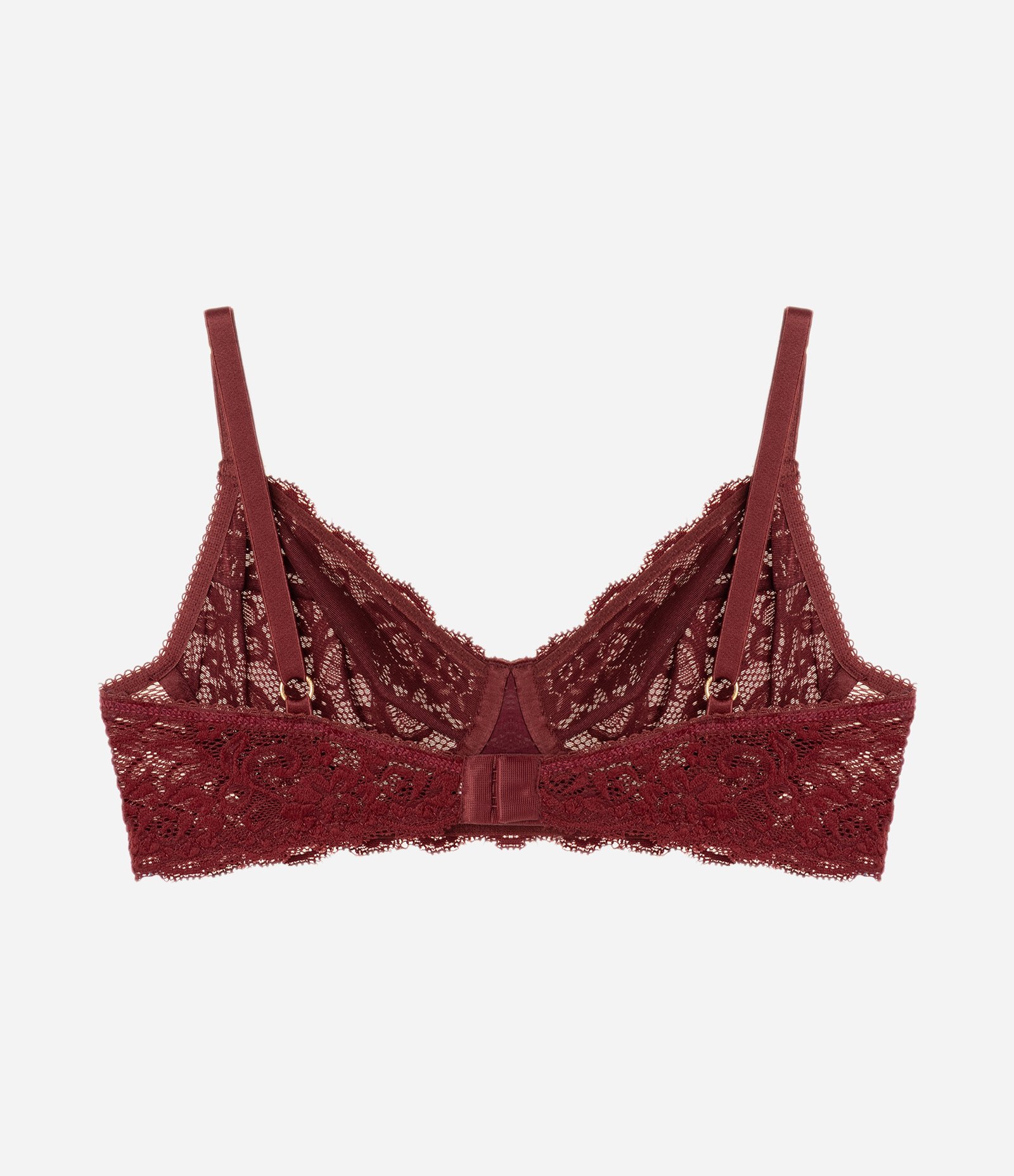 Sutiã Sem Bojo e Com Aro em Renda Floral Vermelho 2