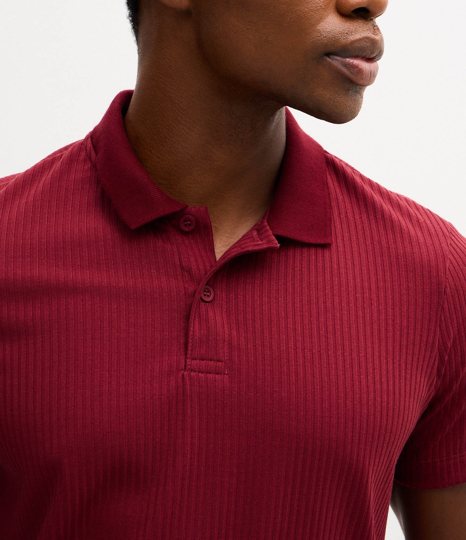 Camisa Slim com Gola Polo e Textura Canelada Vermelho 3