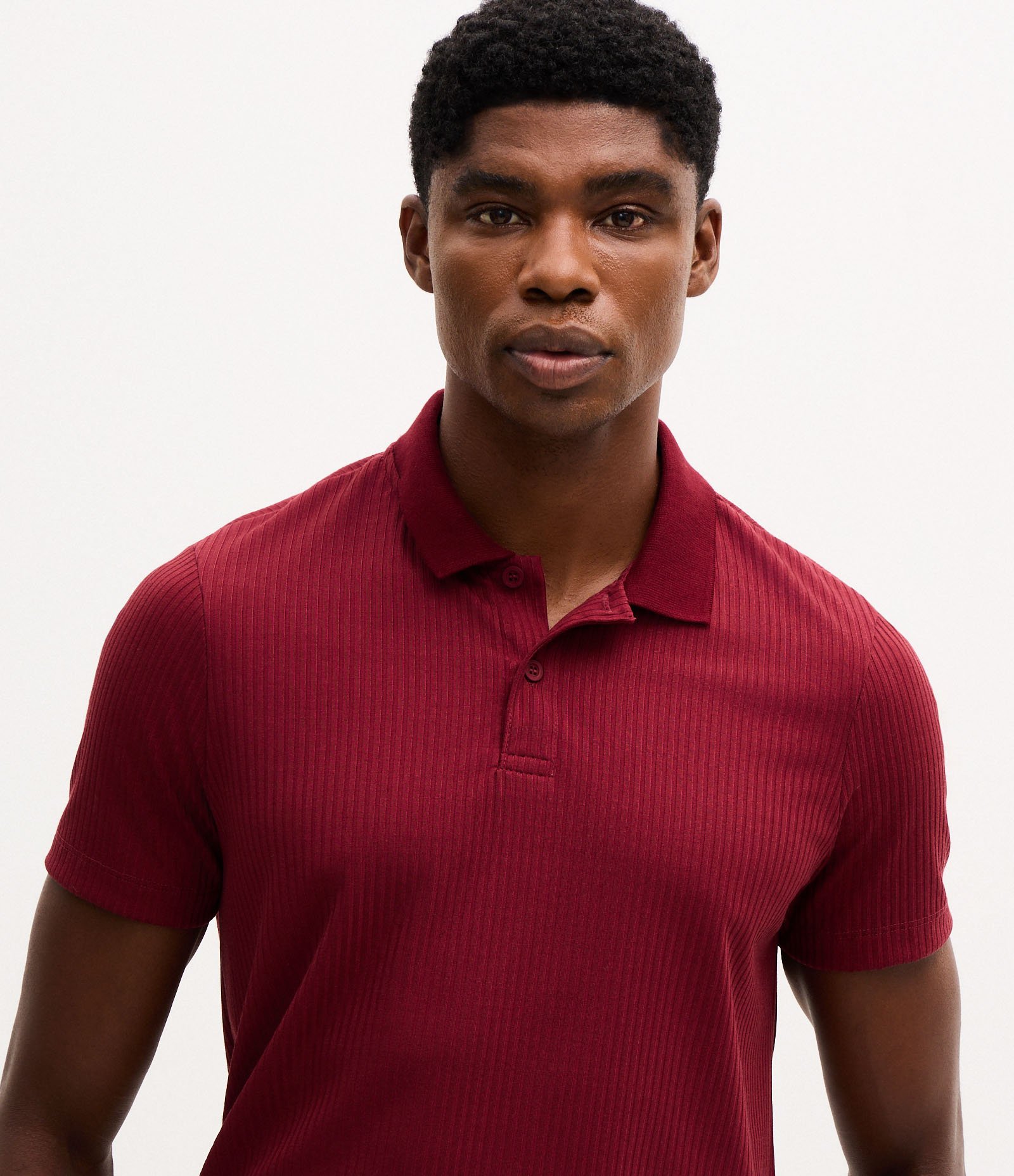 Camisa Slim com Gola Polo e Textura Canelada Vermelho 4