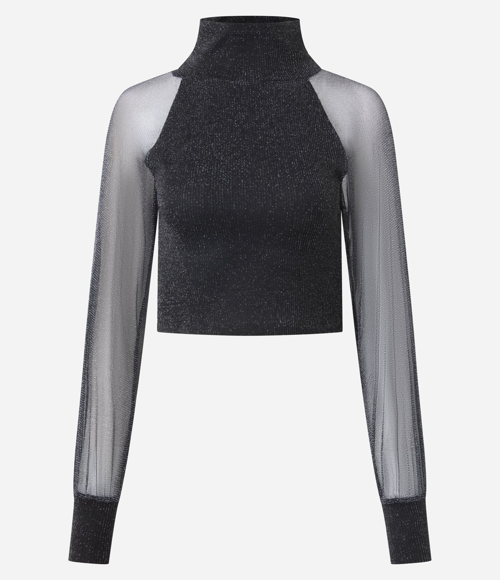 Blusa em Tricô Metalizado com Gola Alta Preto 1