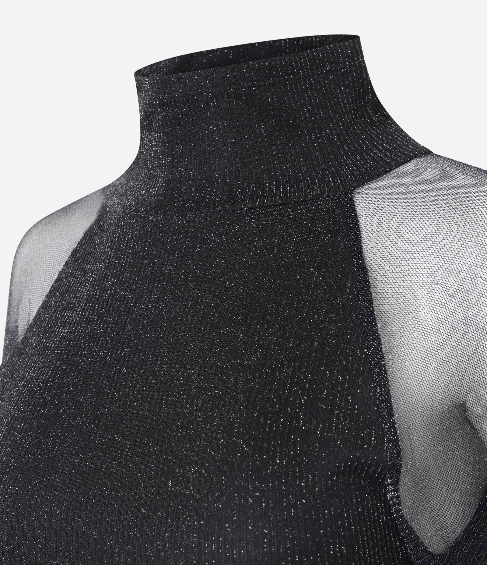 Blusa em Tricô Metalizado com Gola Alta Preto 2