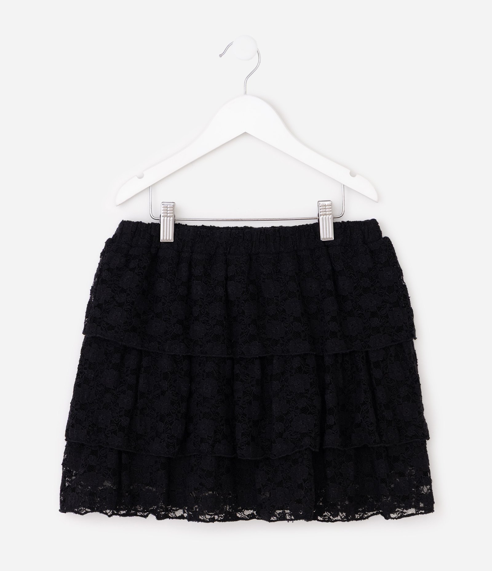 Saia Infantil Godê em Renda com Camadas – Tam 5 a 14 Anos Preto 3