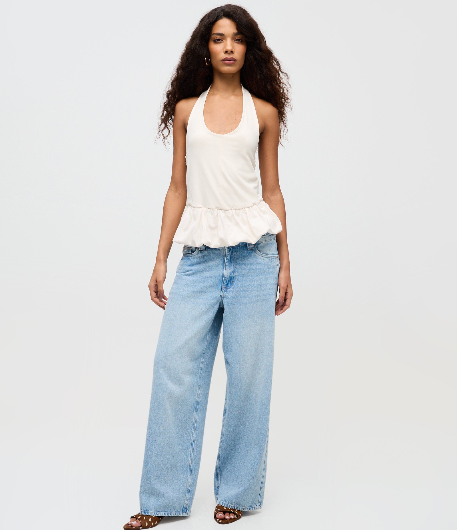 Blusa Frente Única em Algodão com Barra Peplum Off White 2